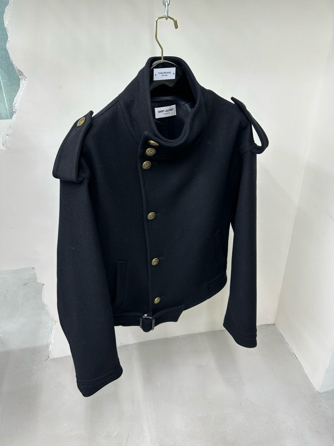 Saint Laurent Men's Spring And Fall Solid Color Wool Lapel Single-Breasted Loose Jacket Long-Sleeved Coat Ngvp #7358