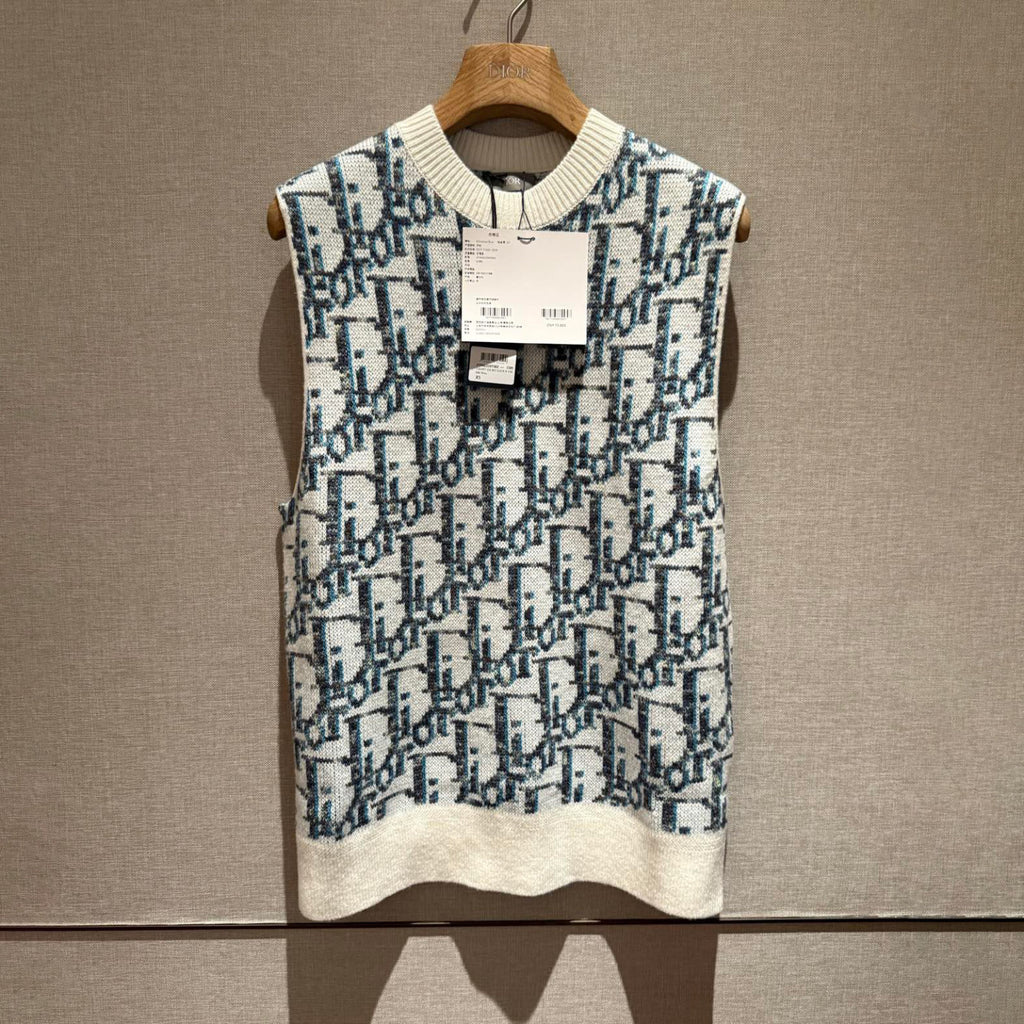 Dior Men's And Women's Spring/Summer Fashion Casual Letter Print Round Neck Sleeveless Wool Knitted Vest Sweater #78297