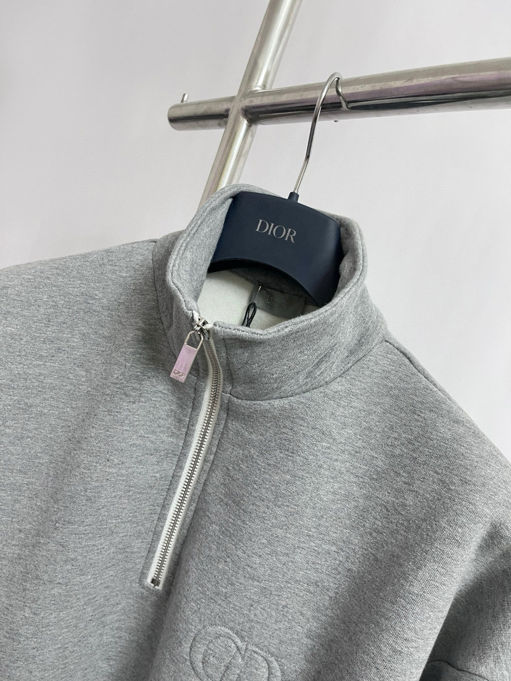 Dior Men's Spring/Autumn Solid Color Cotton Qilong Embroidered Logo Half-Zip Long-Sleeved Sweatshirt and Casual Sports Pants Set Suit #77946