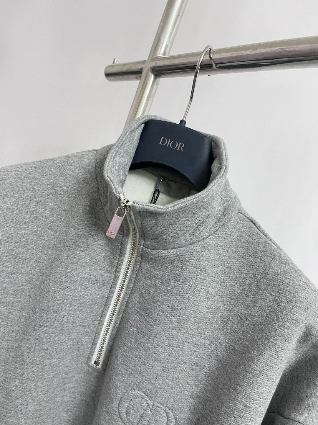 Dior Men's Spring/Autumn Solid Color Cotton Qilong Embroidered Logo Half-Zip Long-Sleeved Sweatshirt and Casual Sports Pants Set Suit #77946