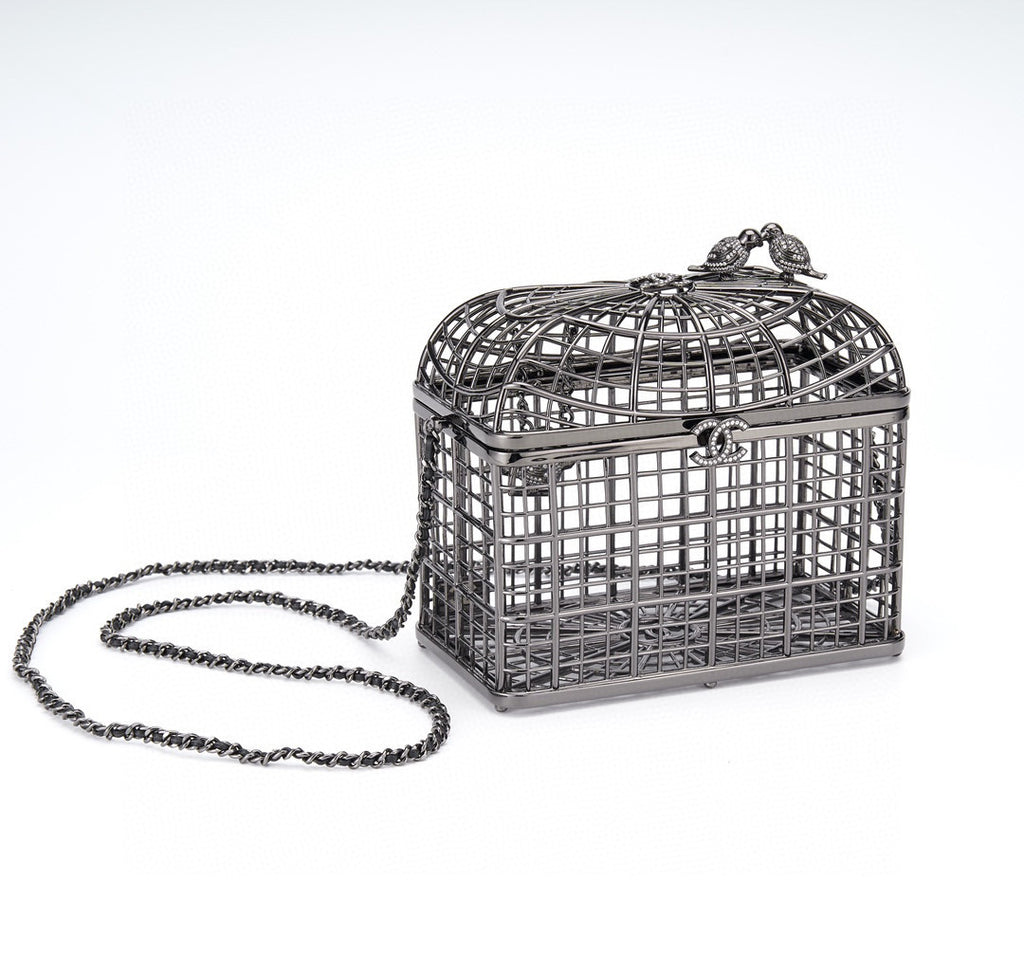 Chanel Women's Fashion Classic Metal and Rhinestone Birdcage-Shaped Rigid Evening Clutch Bag Bags #78572