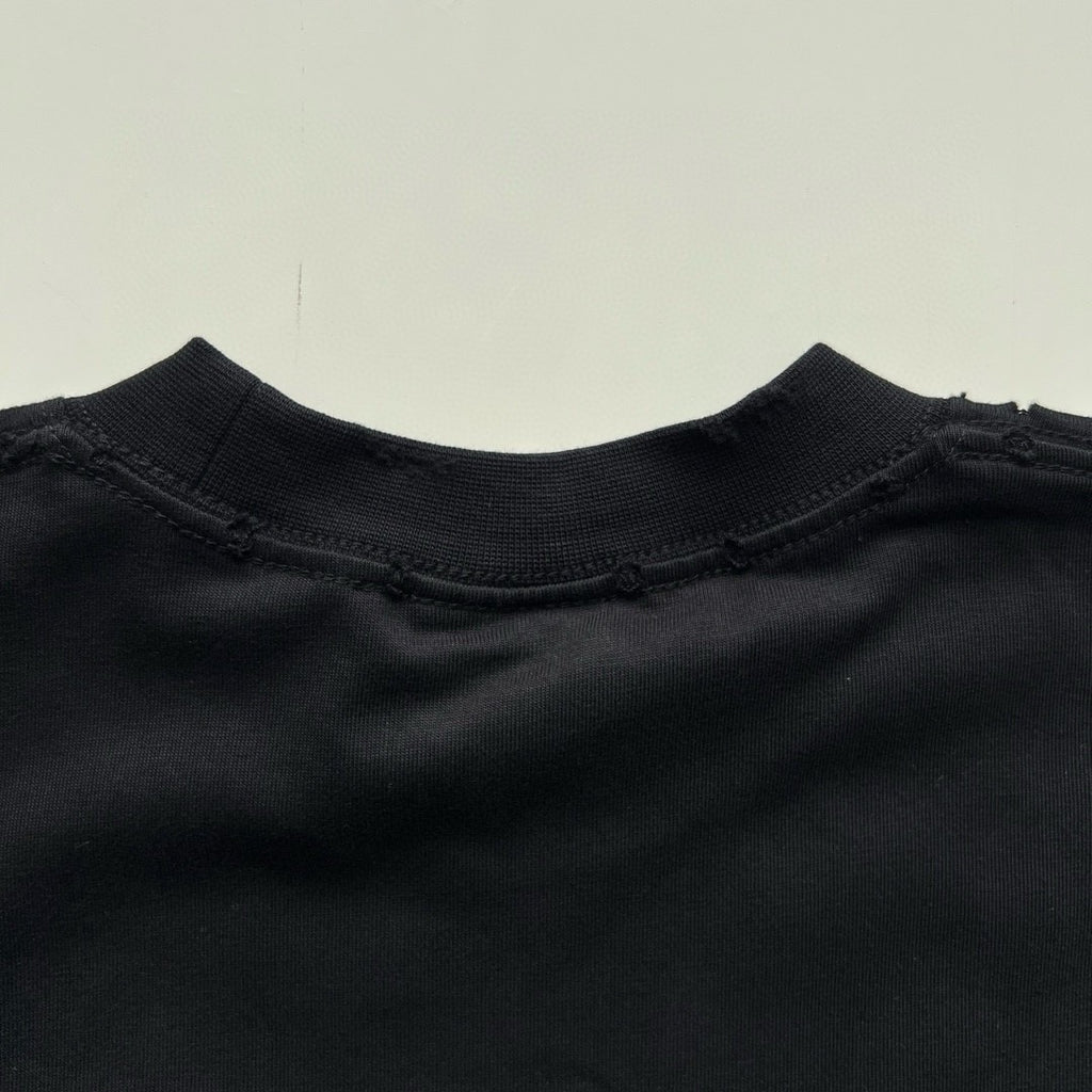 Balenciaga Men's Summer Hot Drill Logo Letter Print Black Cotton Short Sleeve T-Shirt #99726
