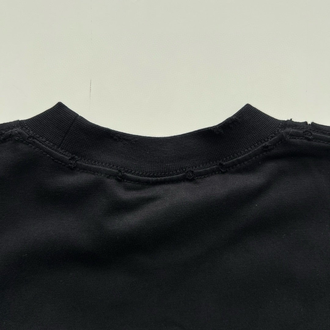 Balenciaga Men's Summer Hot Drill Logo Letter Print Black Cotton Short Sleeve T-Shirt #99726