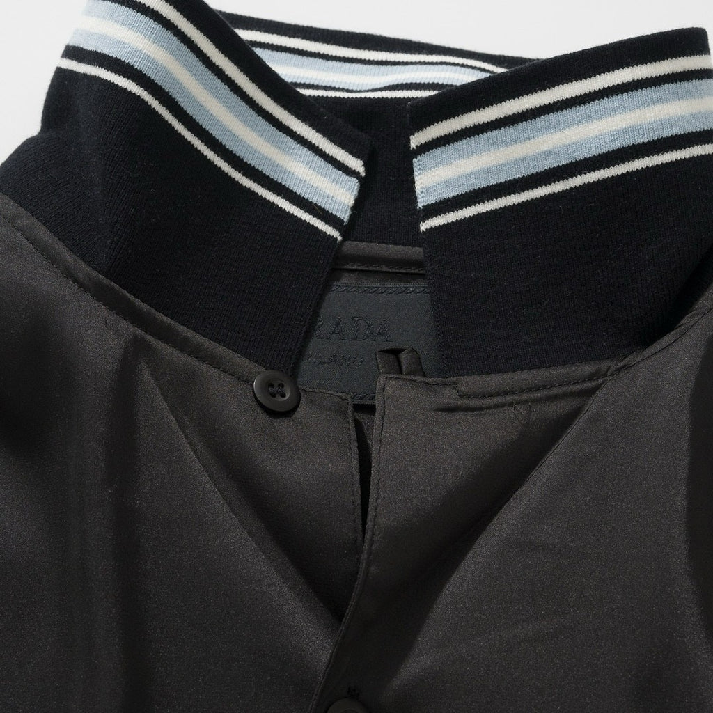 Prada Men's Summer Black Striped Letter Logo Printed Single Breasted Short Sleeve Shirt #99621