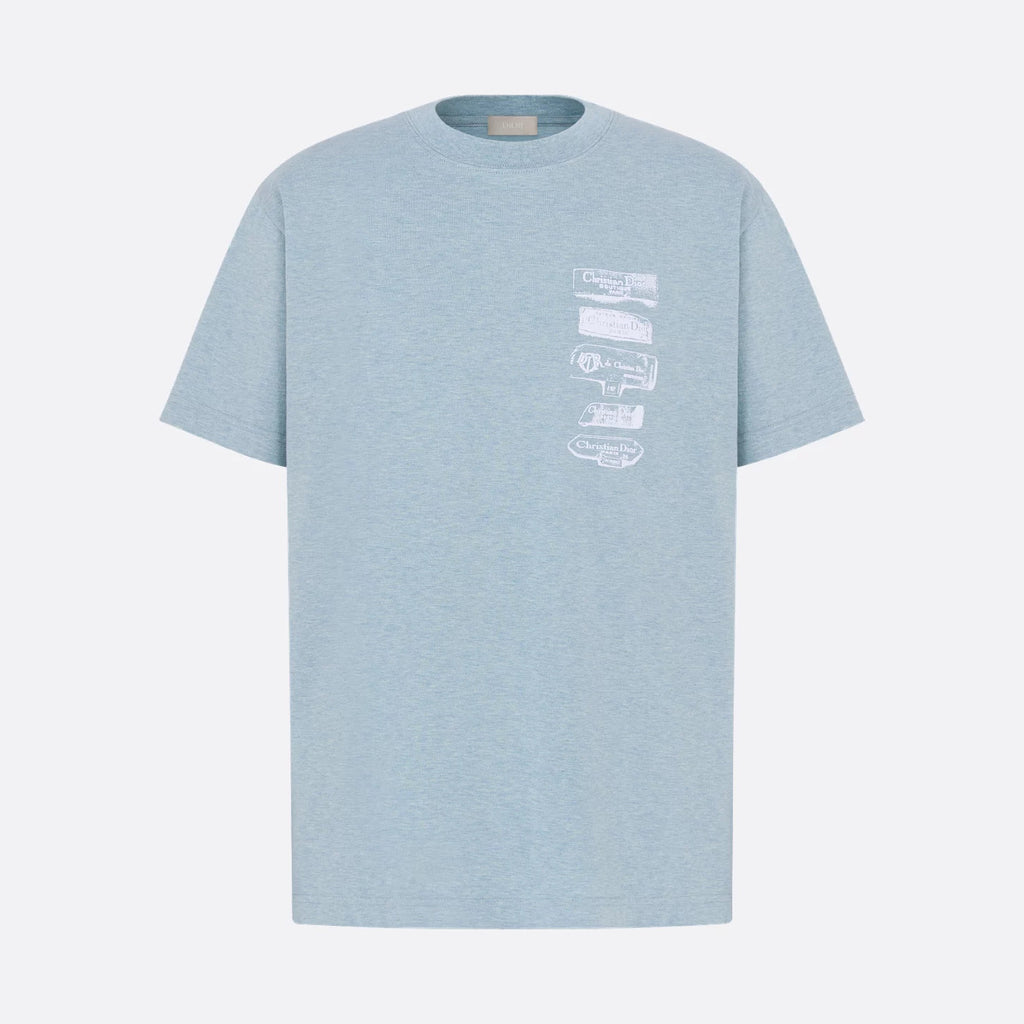 Dior Men's Summer Solid Color Graphic Printed Round Neck Cotton Short Sleeve T-Shirt #75238