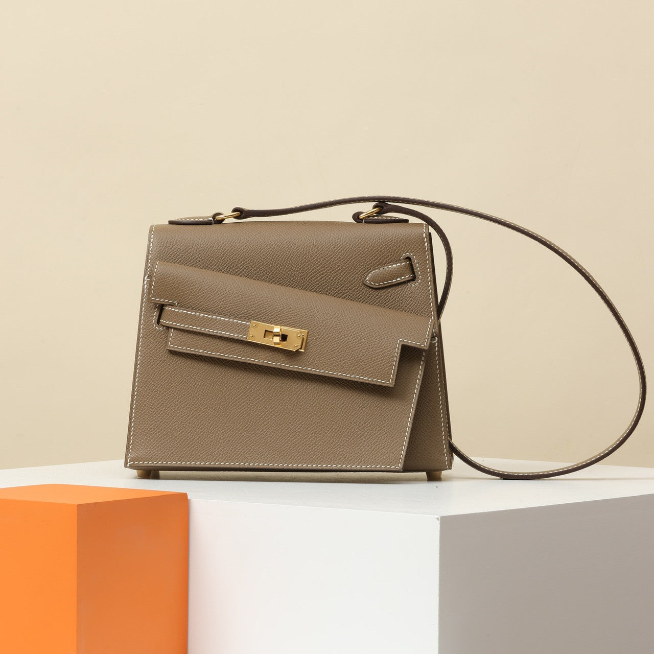 Hermes Women's Fashion Classic Reversible Asymmetric Silver Buckle Cowhide Shoulder Crossbody Tote Bag Bags #78783