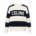 Celine Men's Colorblock Striped Logo Letter Knitted Loose Long-sleeved Sweater #334964