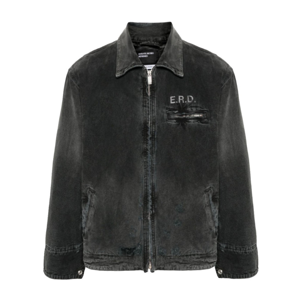 Enfants Riches Deprimes Men's And Women's Black Spring And Fall Washed And Aged Denim Zipper Jacket #98184