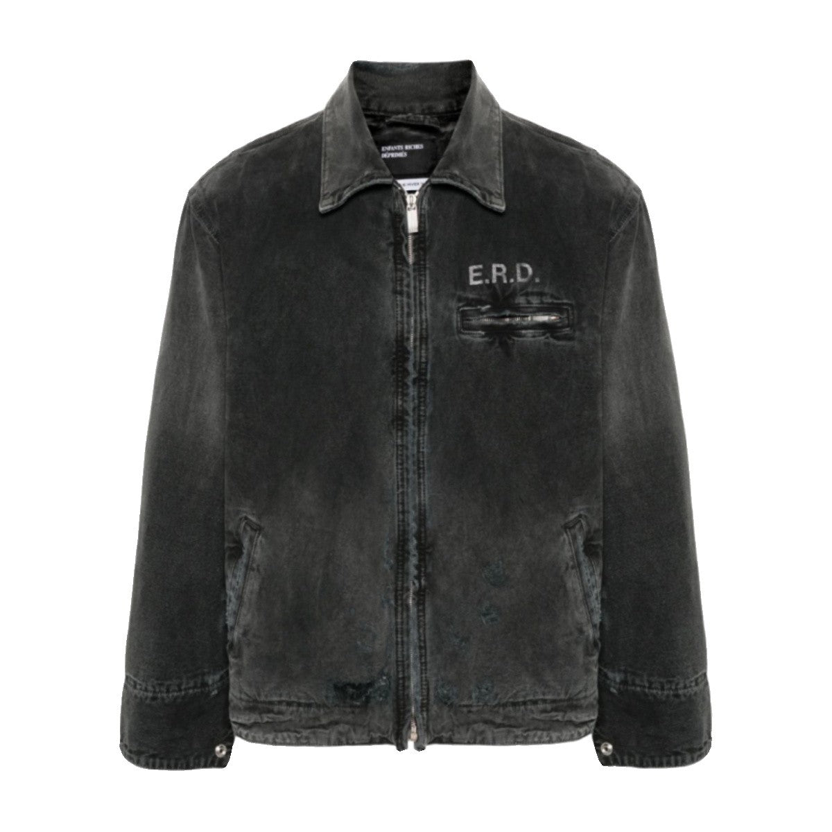 Enfants Riches Deprimes Men's And Women's Black Spring And Fall Washed And Aged Denim Zipper Jacket #98184