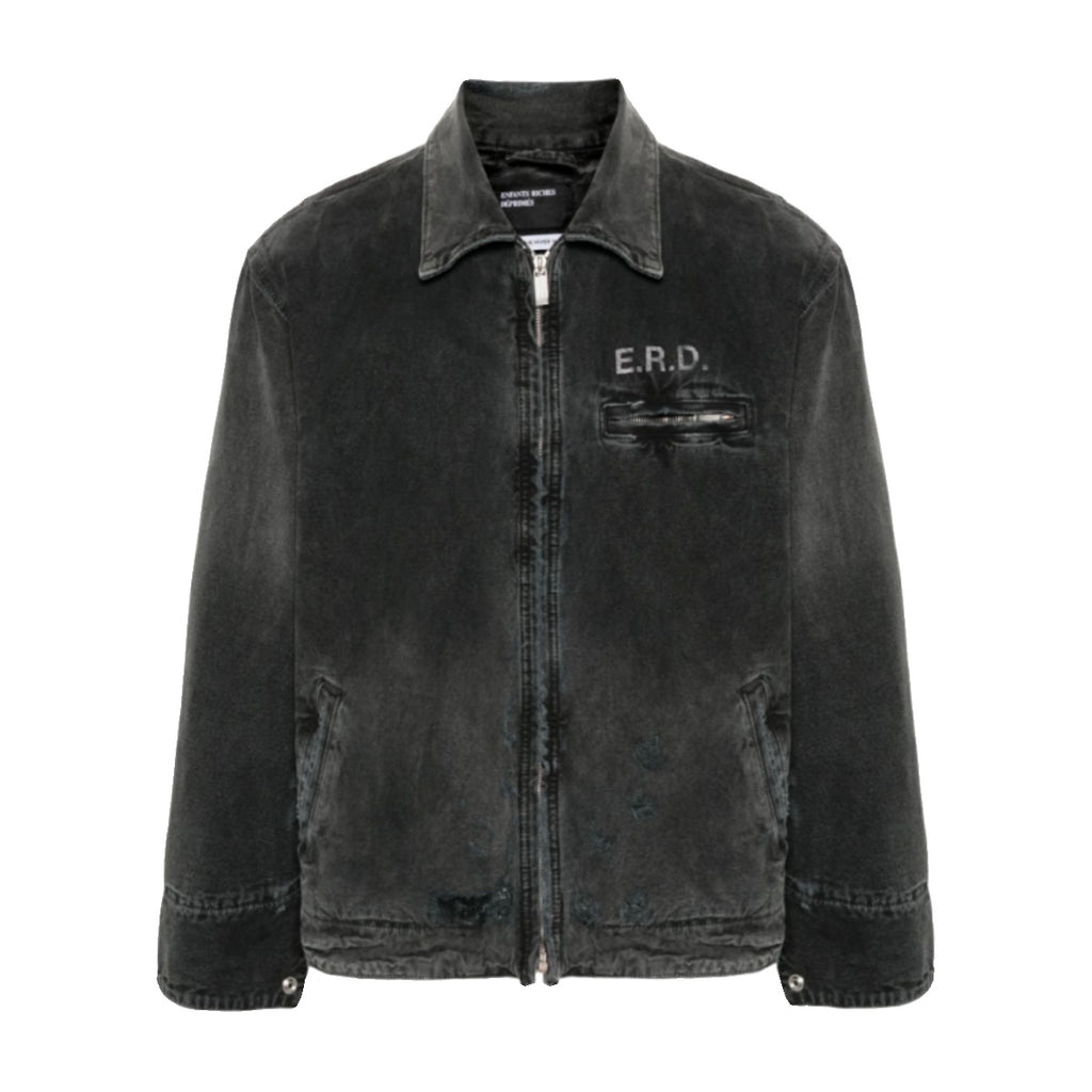 Enfants Riches Deprimes Men's And Women's Black Spring And Fall Washed And Aged Denim Zipper Jacket #98184