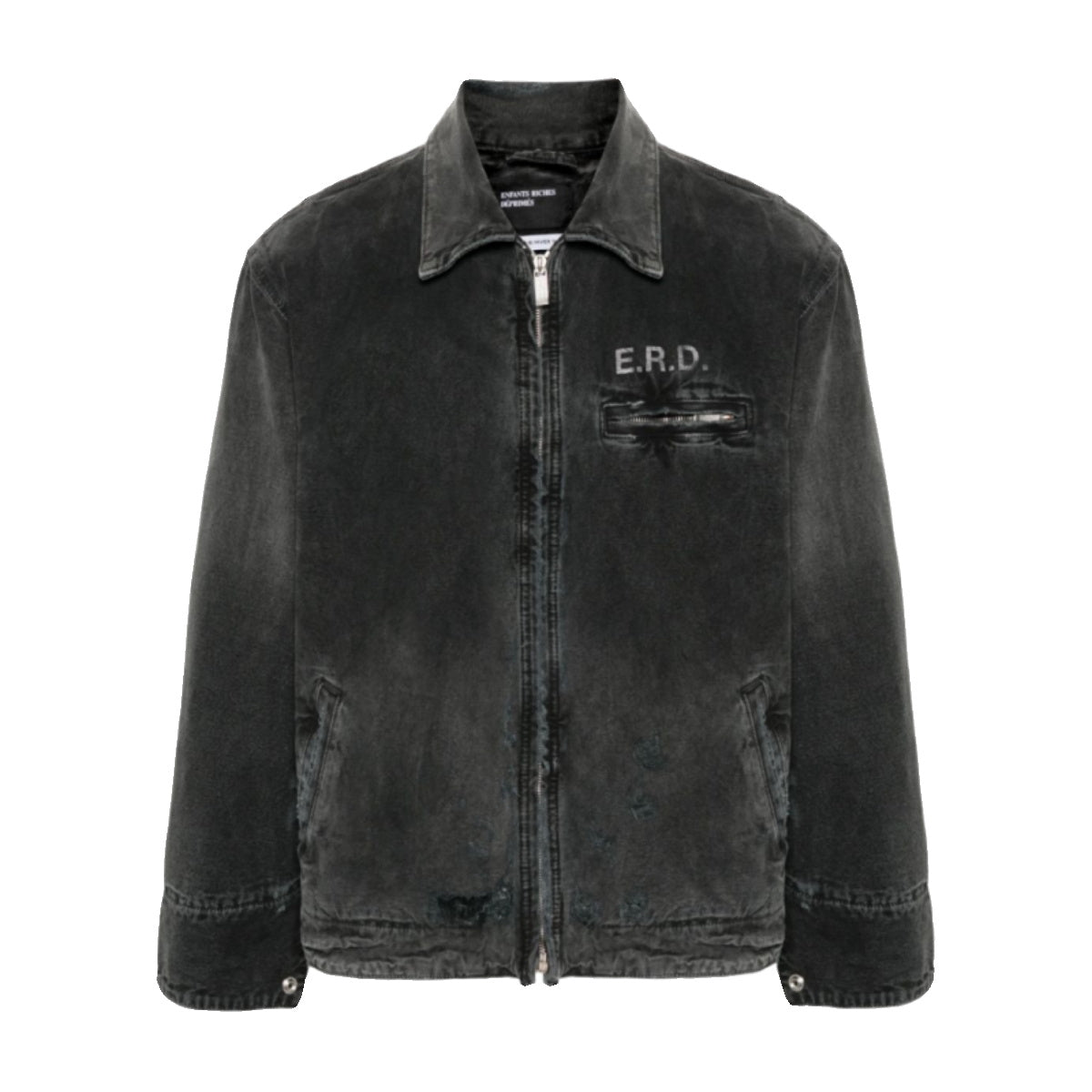 Enfants Riches Deprimes Men's And Women's Black Spring And Fall Washed And Aged Denim Zipper Jacket #98184