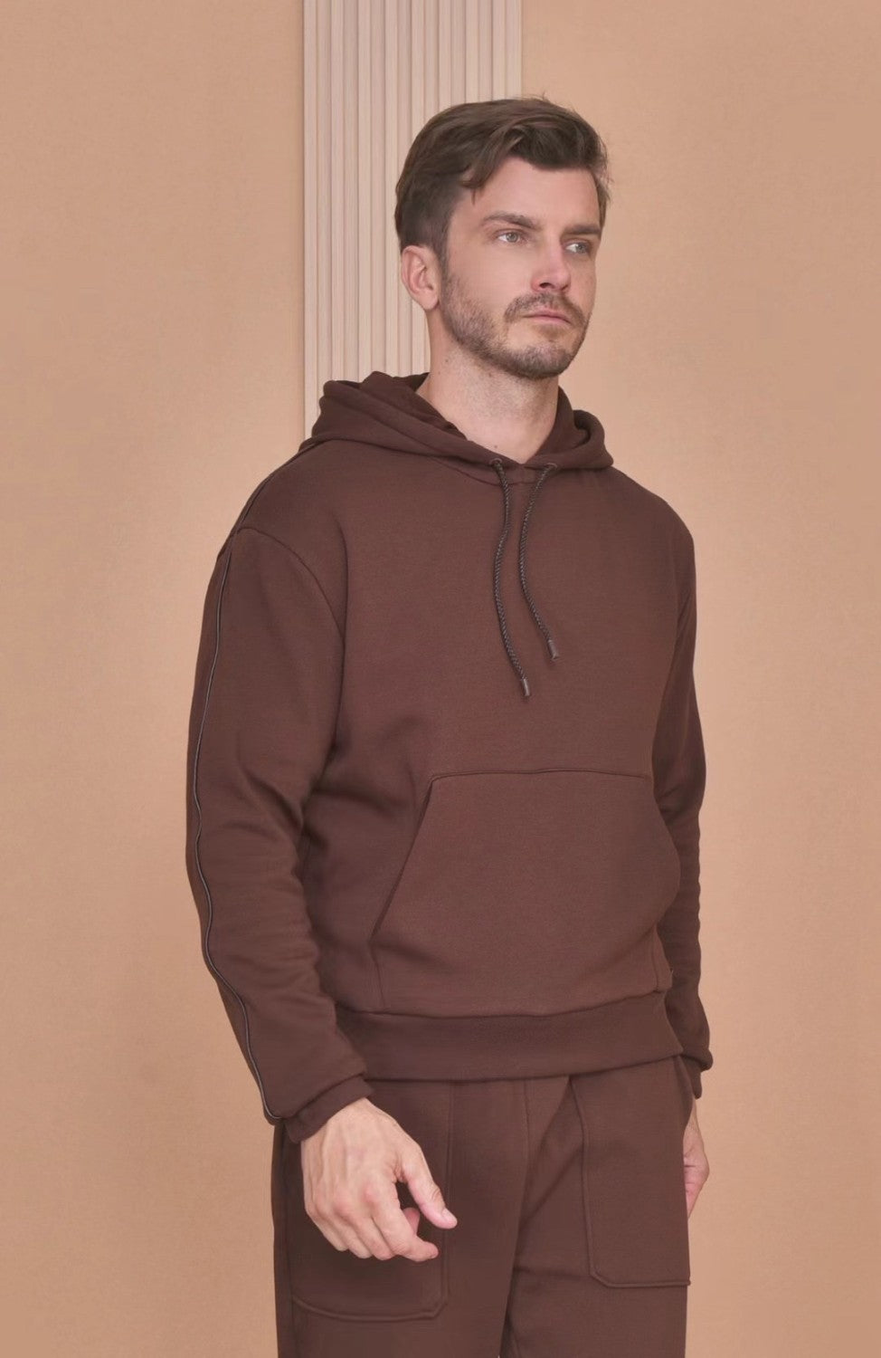 Loro Piana Men's Autumn And Winter Solid Color Hooded Long Sleeve Sweatshirt Casual Lace-Up Pants Set Ngvp #9216