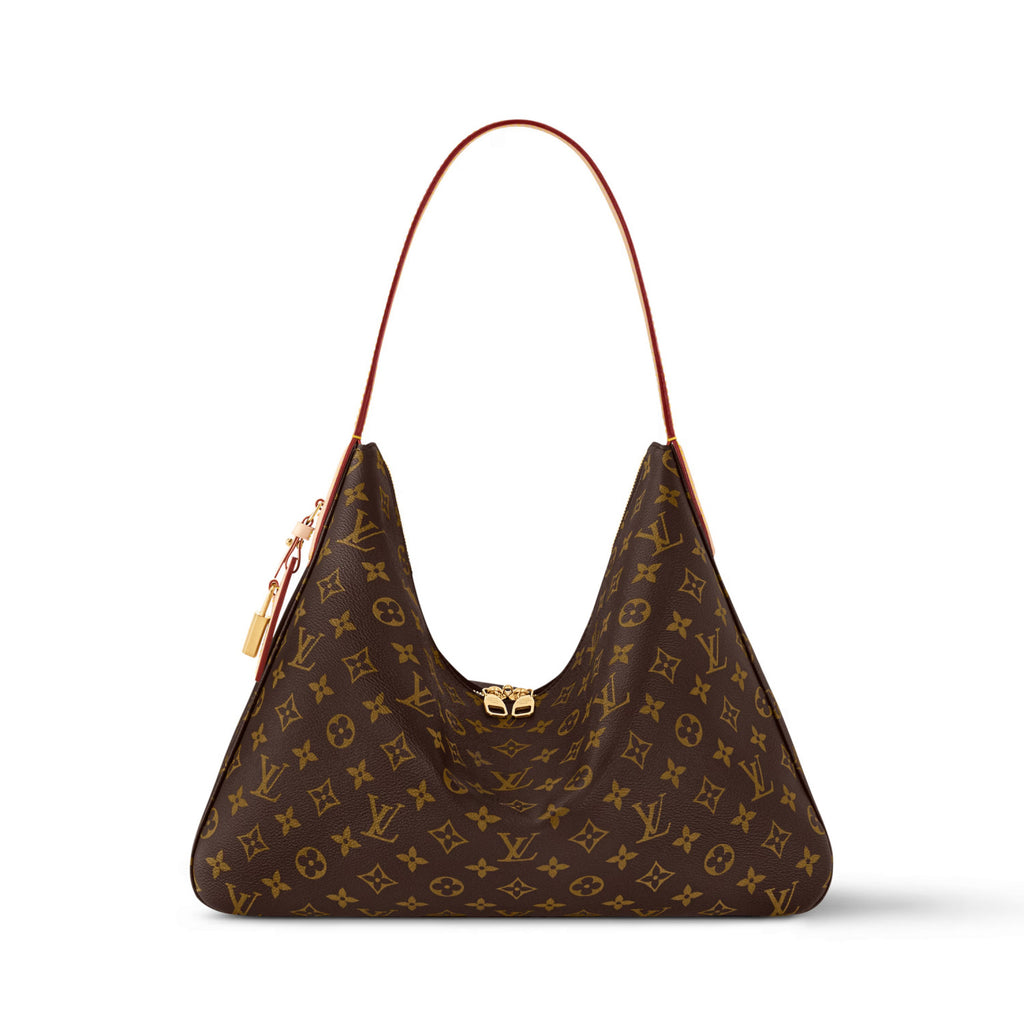 Louis Vuitton Slouchy Women's Brown Letter Logo Zipper Closure Coated Canvas Tote Shoulder Bag Bags #75135