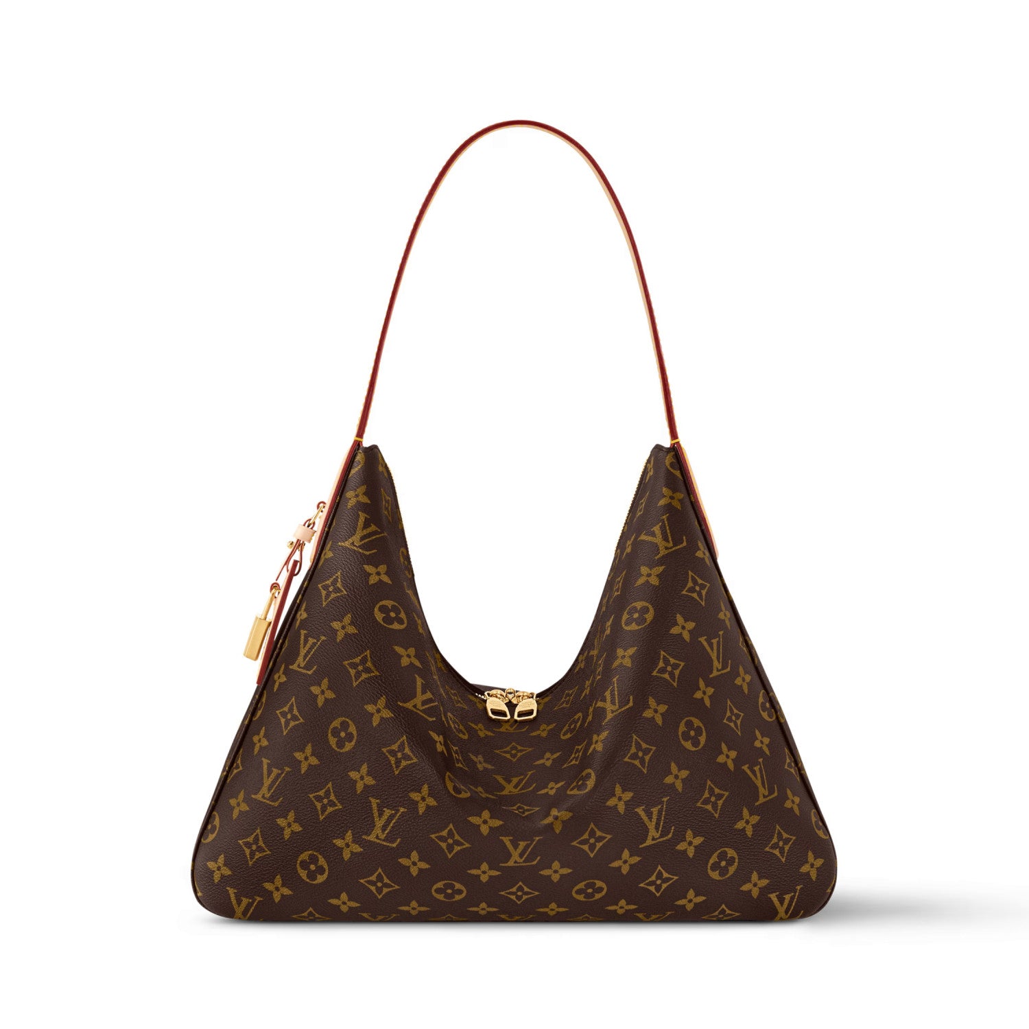 Louis Vuitton Slouchy Women's Brown Letter Logo Zipper Closure Coated Canvas Tote Shoulder Bag Bags #75135