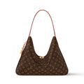 Louis Vuitton Slouchy Women's Brown Letter Logo Zipper Closure Coated Canvas Tote Shoulder Bag Bags #75135