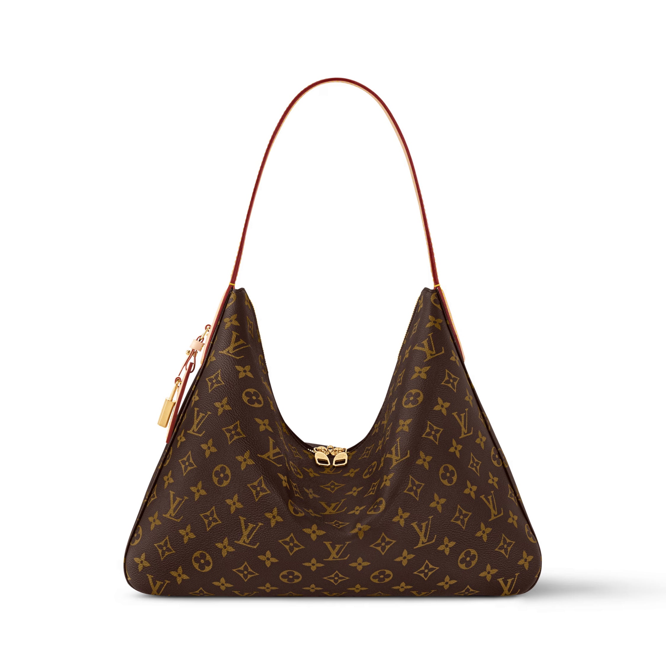 Louis Vuitton Slouchy Women's Brown Letter Logo Zipper Closure Coated Canvas Tote Shoulder Bag Bags #75135