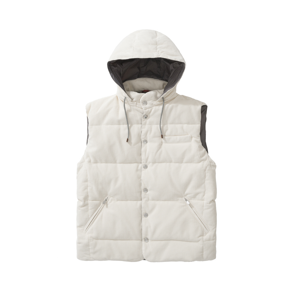 Brunello Cucinelli Men's Fall And Winter Single-Breasted Hooded Solid Color Fitted Down Vest Jacket #81185