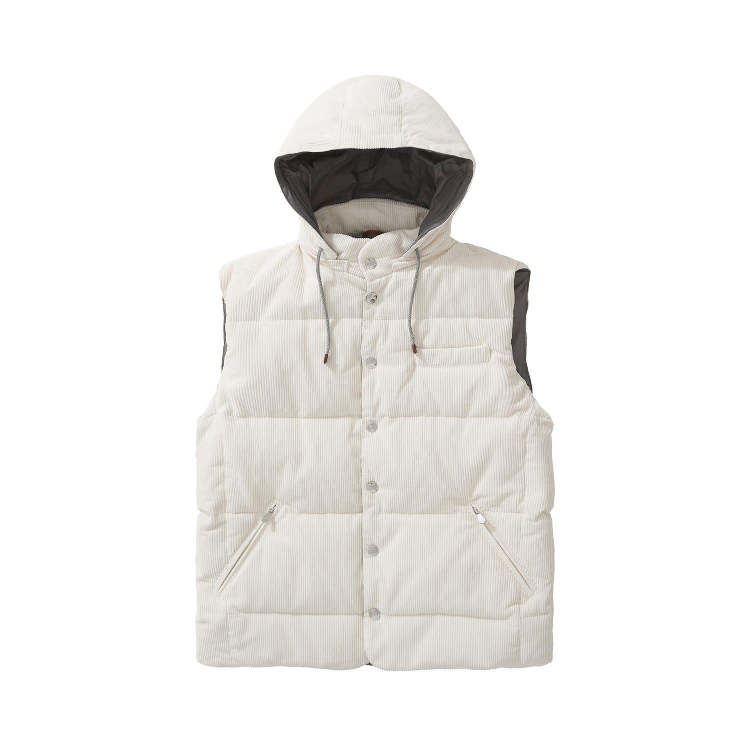 Brunello Cucinelli Men's Fall And Winter Single-Breasted Hooded Solid Color Fitted Down Vest Jacket #81185