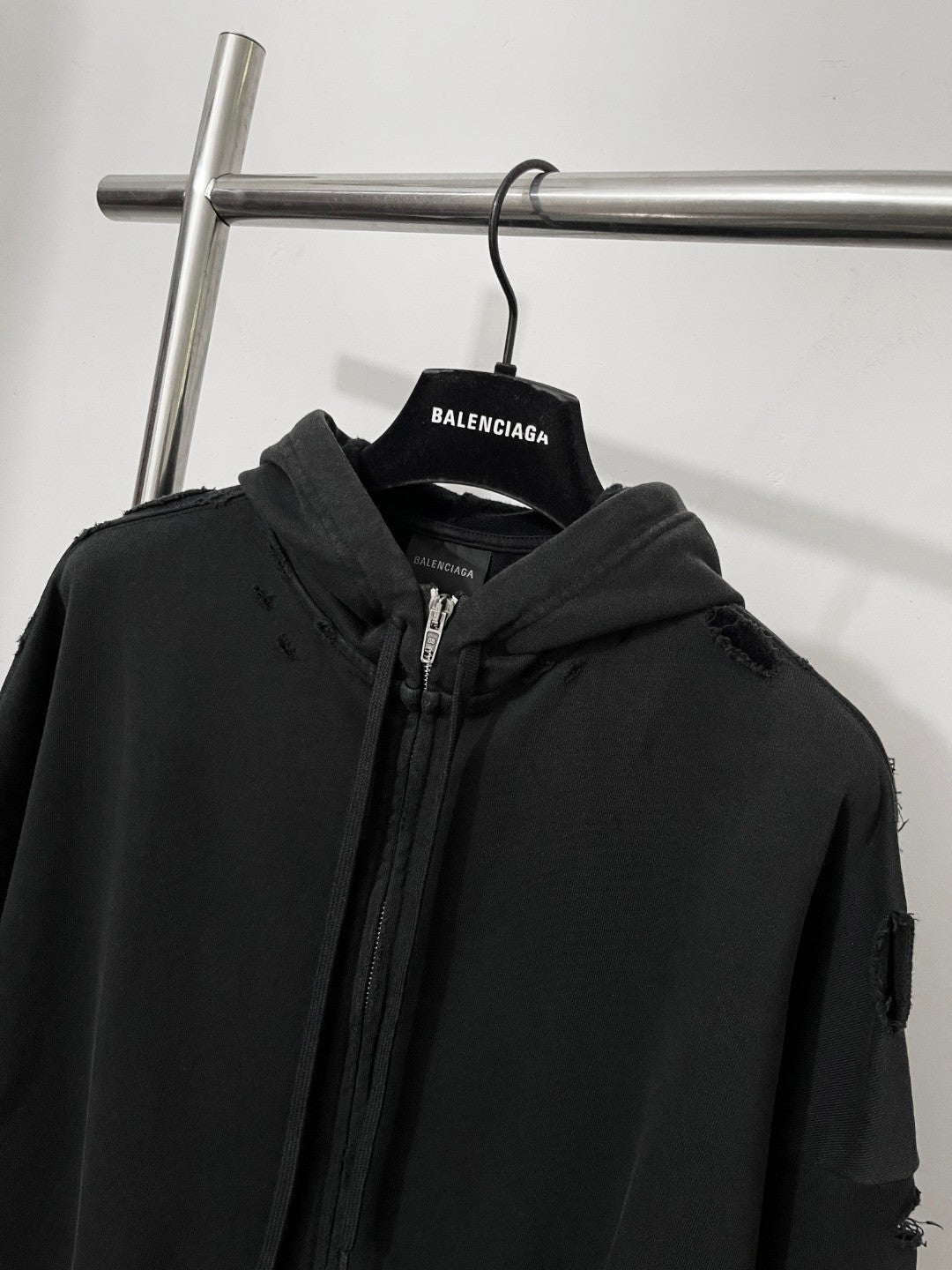 Balenciaga Men's Spring and Autumn Solid Color Alphabet Tape Print Hooded Zipper Long Sleeve Jacket #76579