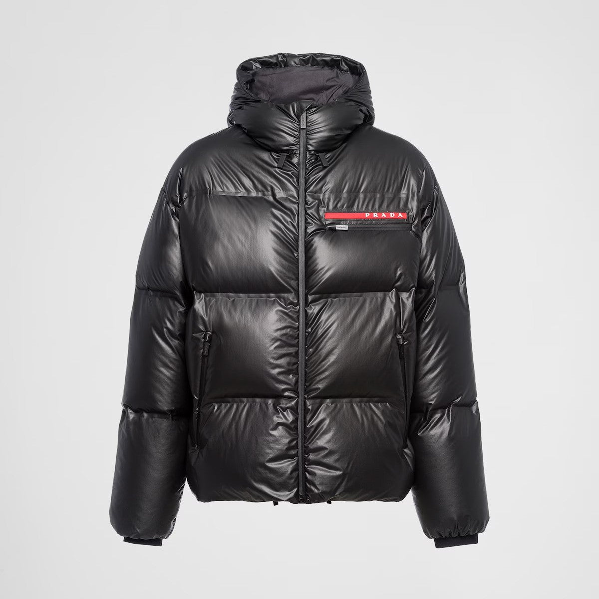 Prada Light Nylon Hooded Puffer Jacket Zip Down Coat #96333
