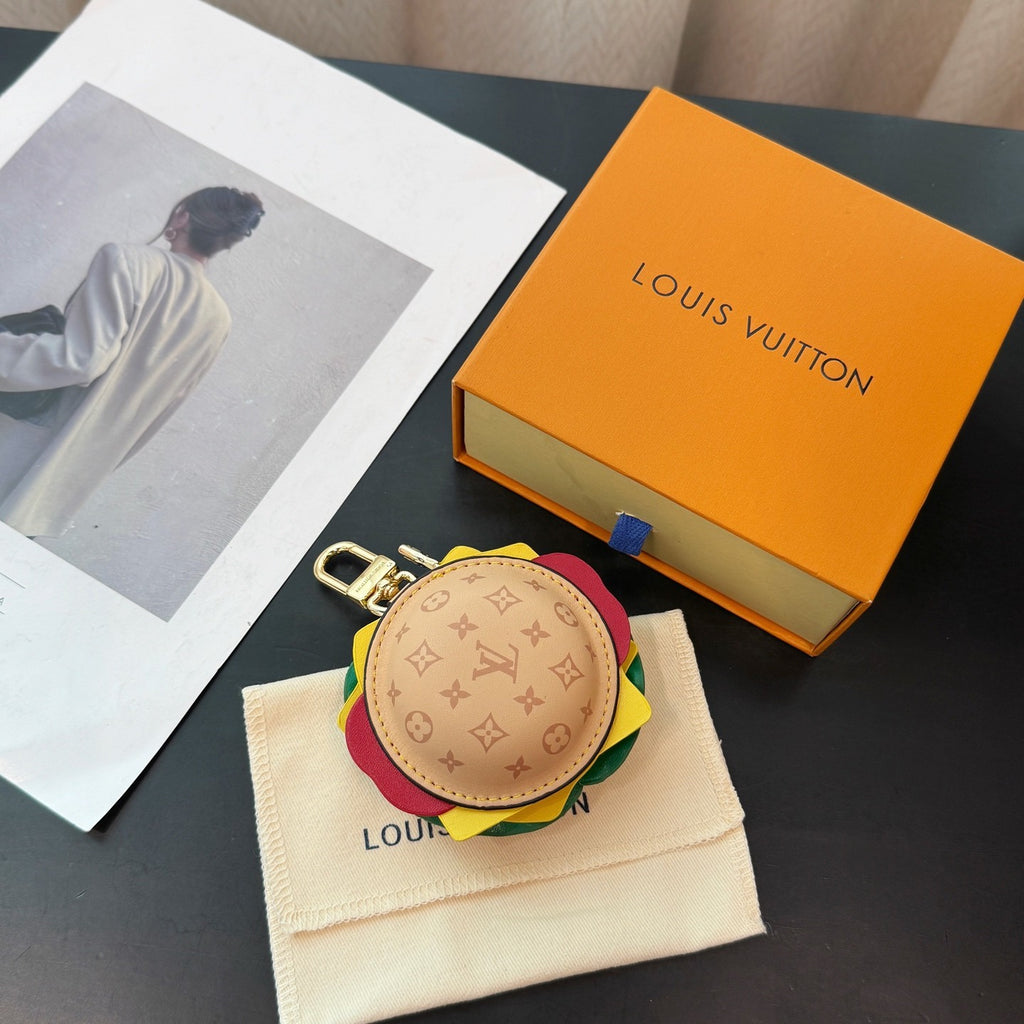 Louis Vuitton Letter-printed Leather Hamburger-shaped Earphone Bag Bags Charm #77581