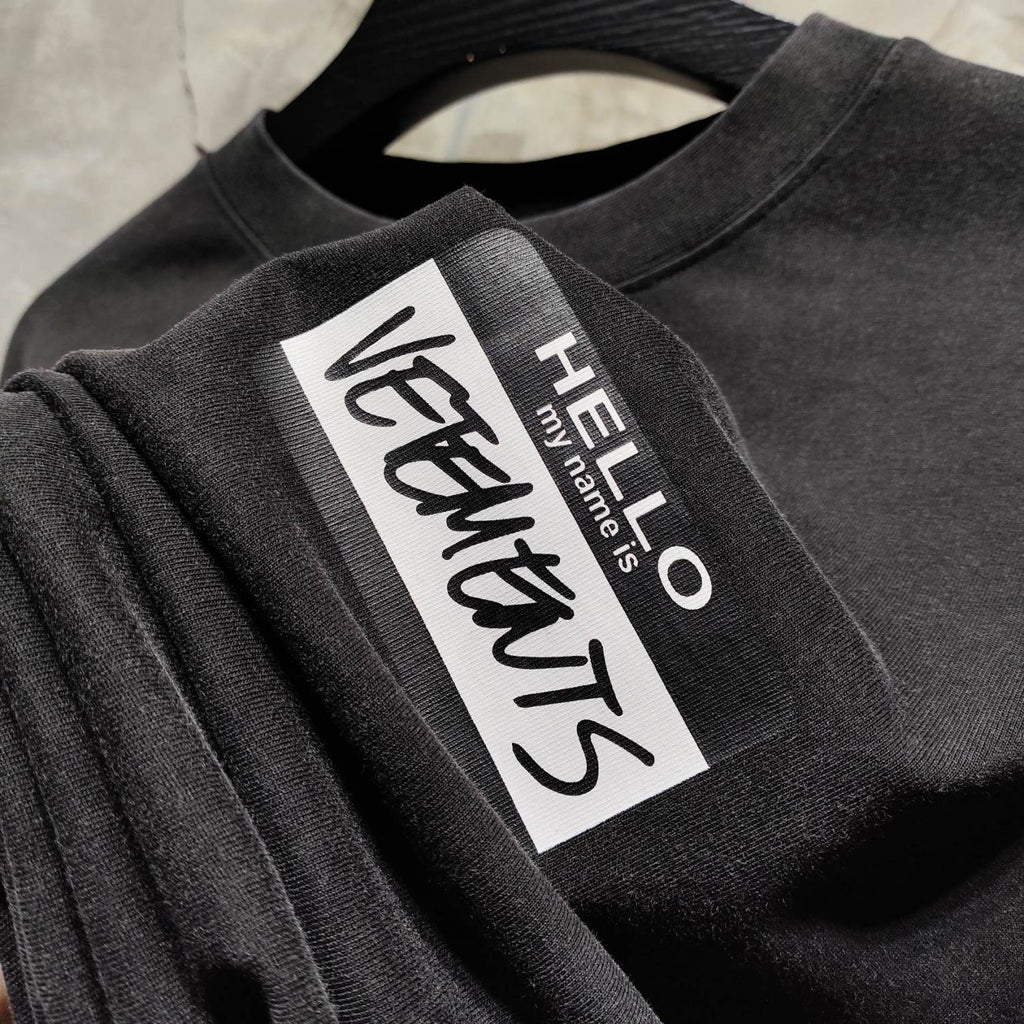 Vetements Men's Summer Black Round Neck Cotton Comfortable Loose Logo Printed Short Sleeve T-Shirt #73713