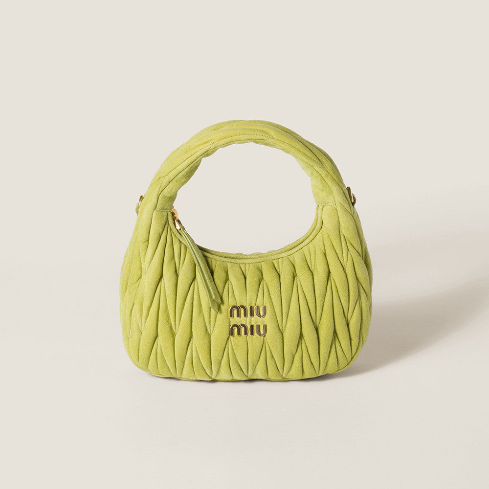 MiuMiu Wander Matelassé Suede Leather Bag Women's Metal Engraving Zipper Closure Single Shoulder Crossbody Crescent Bag Tote Bag #333006