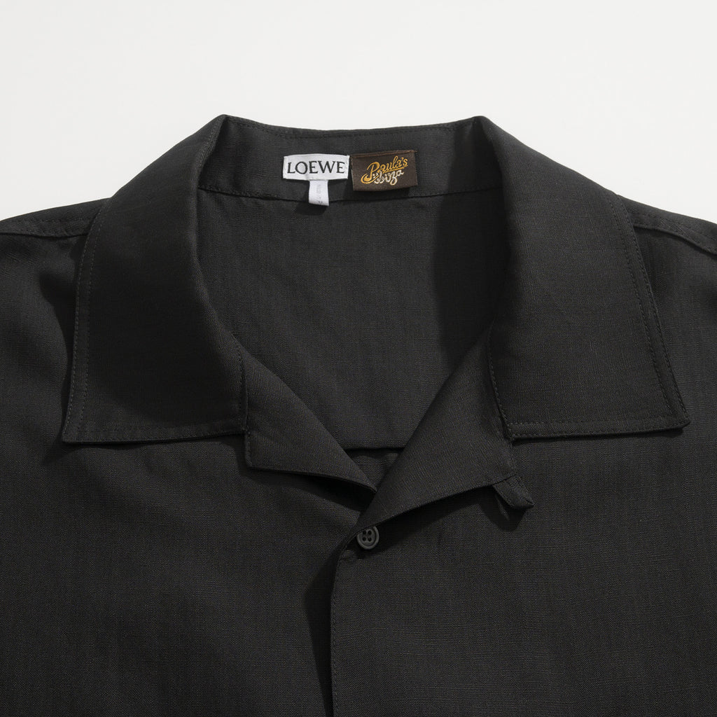 Loewe Men's Summer Solid Colour Embroidered Logo Printed Linen Single Breasted Short Sleeve Shirt #76797