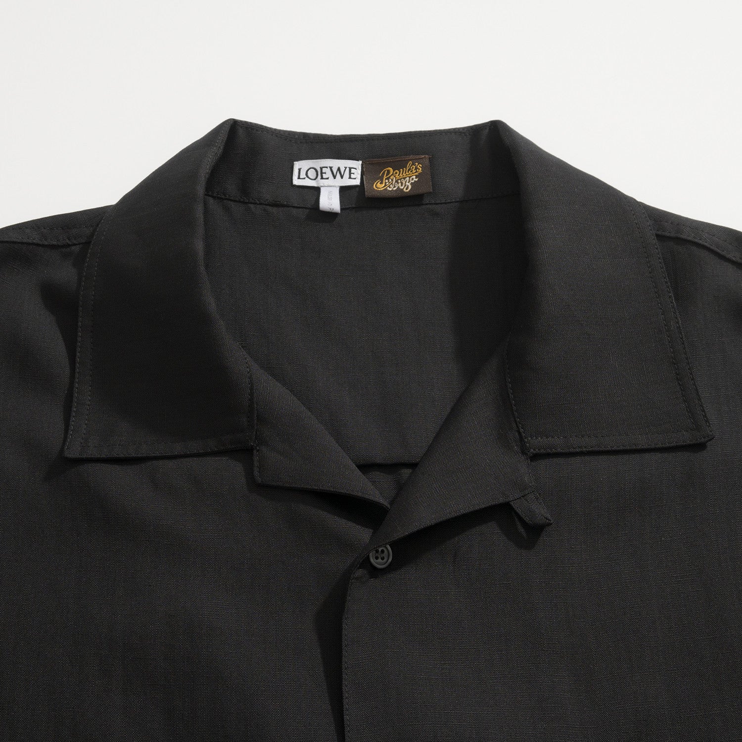 Loewe Men's Summer Solid Colour Embroidered Logo Printed Linen Single Breasted Short Sleeve Shirt #76797
