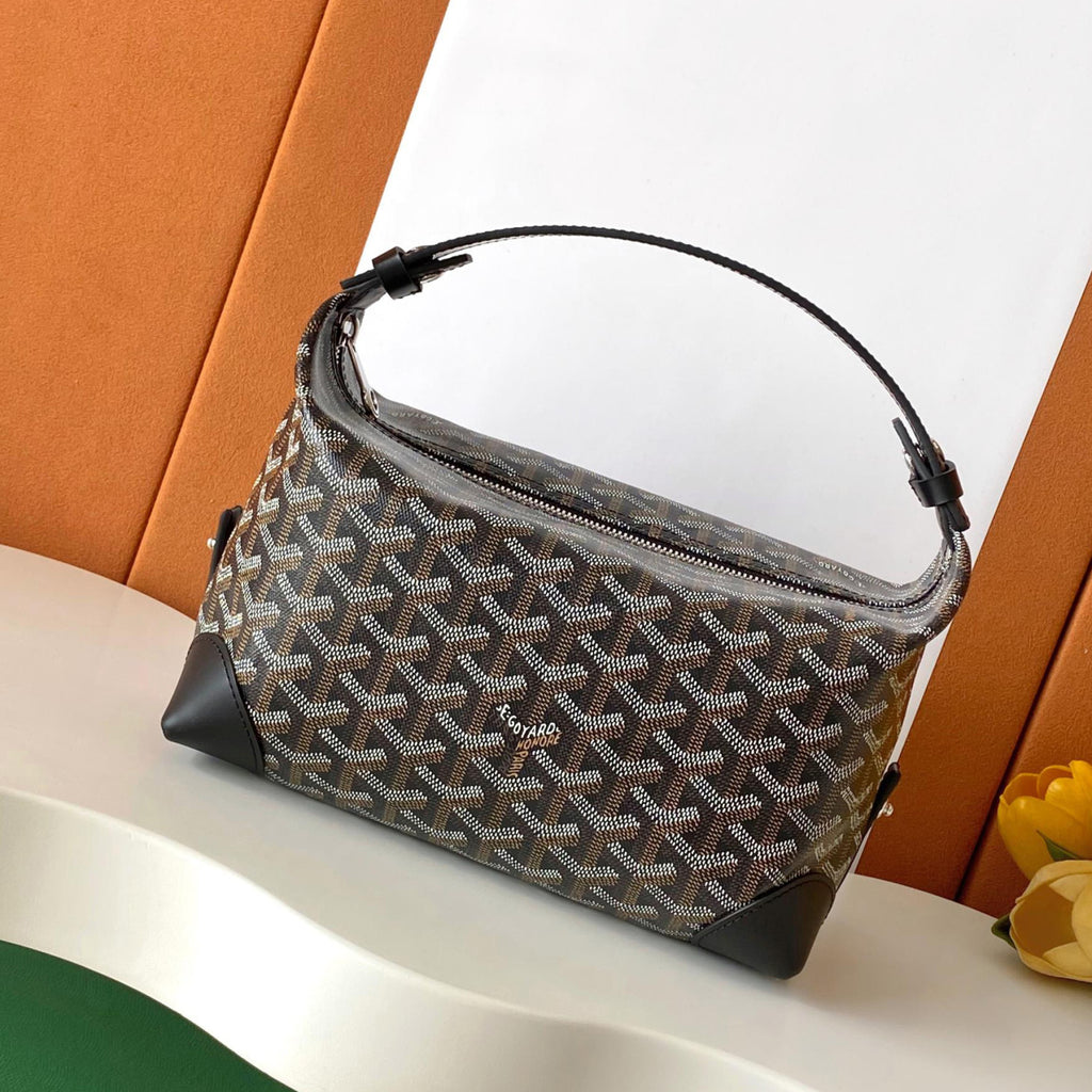 GOYARD Men's and Women's Solid Color Printed Zipper Leather Handbag Storage Bag Bags #77775