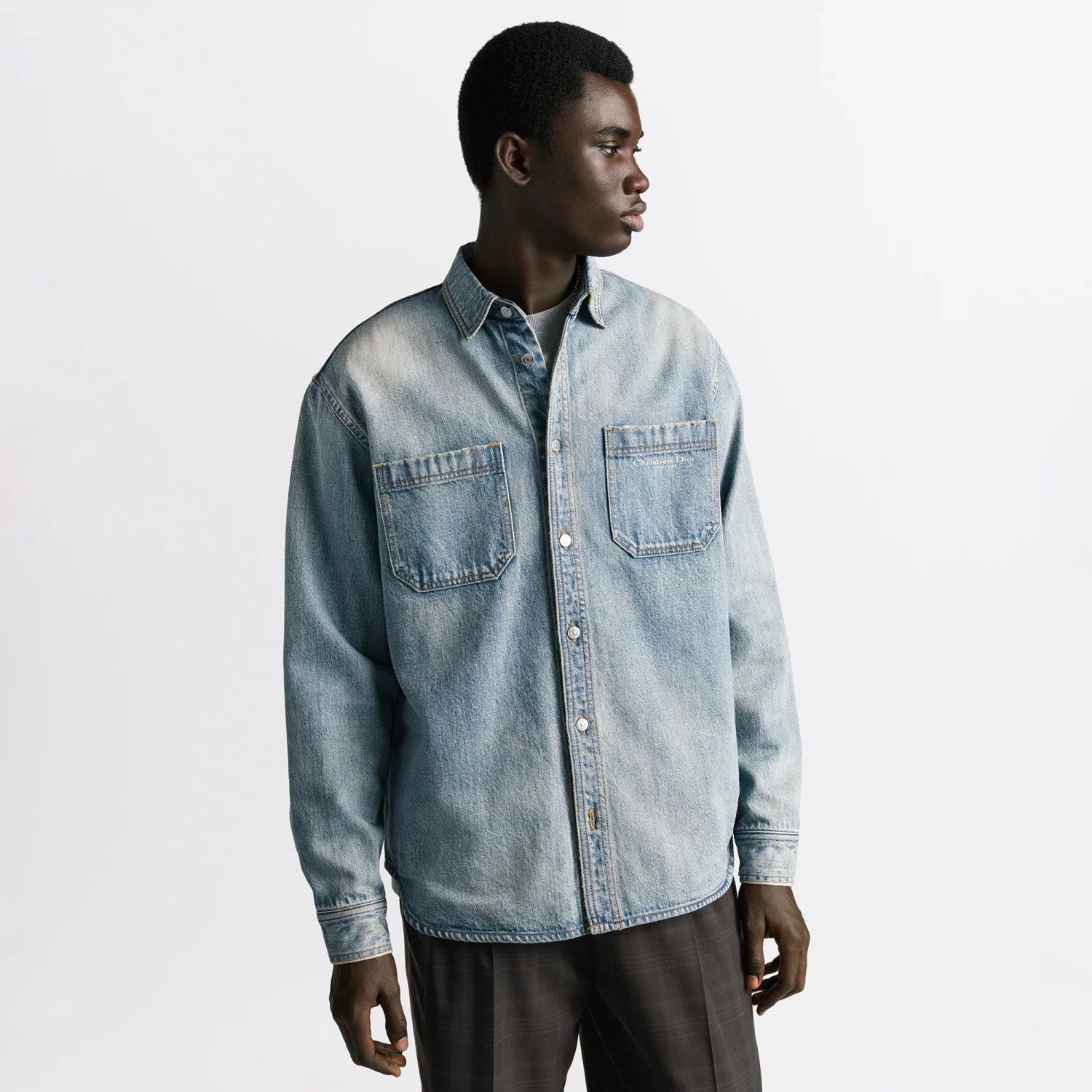 Dior Men's Spring And Fall Solid Color Embroidered Letters Single Breasted Long Sleeved Denim Jacket Jeans Pants Set Suit #74986