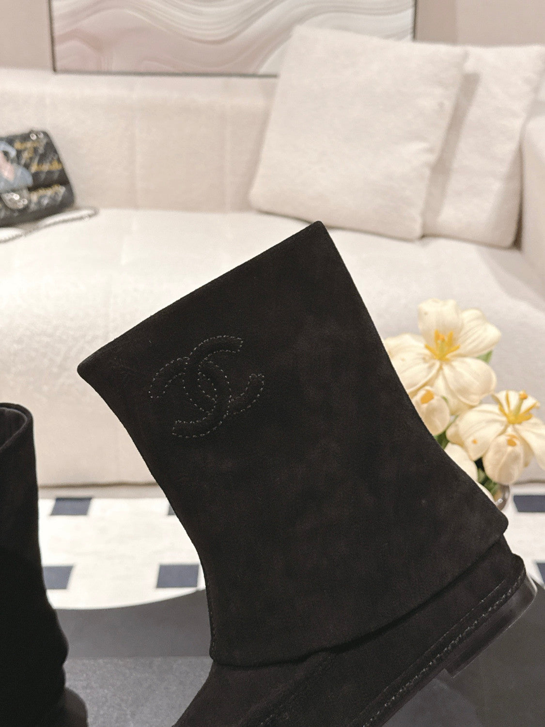 Chanel Women's Suede Mid-Calf Boots #335029