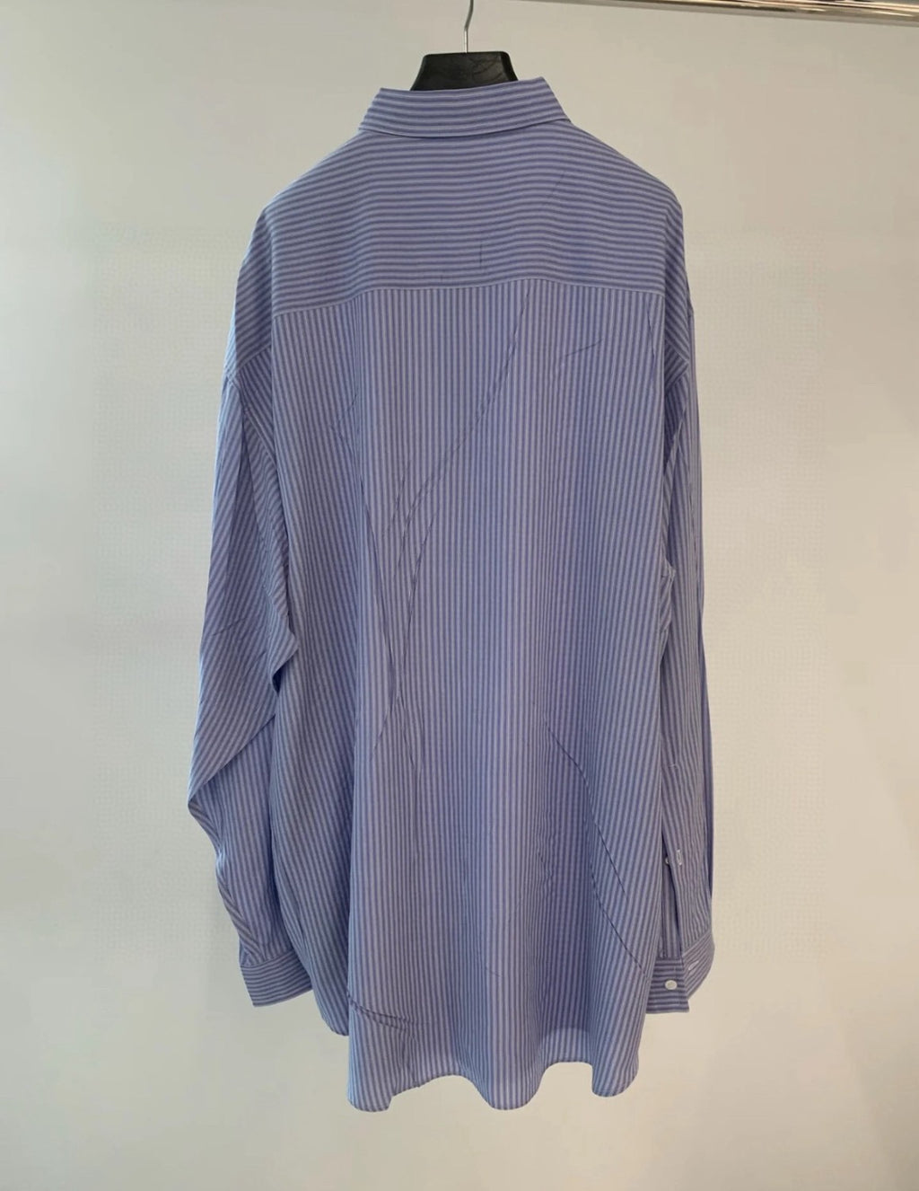 Balenciaga Men's Blue And White Draped Shirt Classic Fashion Pieces Layering Matching Spring And Autumn Funky Lapel Single Breasted Casual Shirt Top Ngvp #nig9789