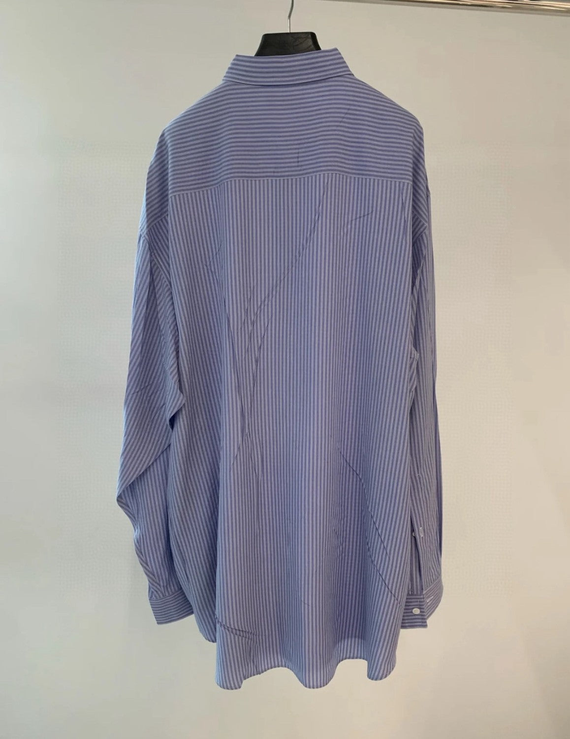 Balenciaga Men's Blue And White Draped Shirt Classic Fashion Pieces Layering Matching Spring And Autumn Funky Lapel Single Breasted Casual Shirt Top Ngvp #nig9789