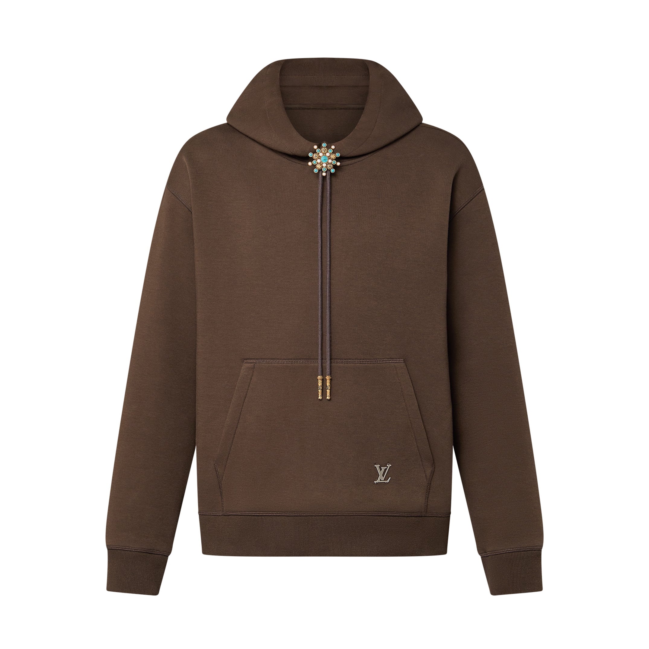 Louis Vuitton Men's Spring & Autumn Solid Color Logo Print Drawstring Hooded Sweatshirt #75431