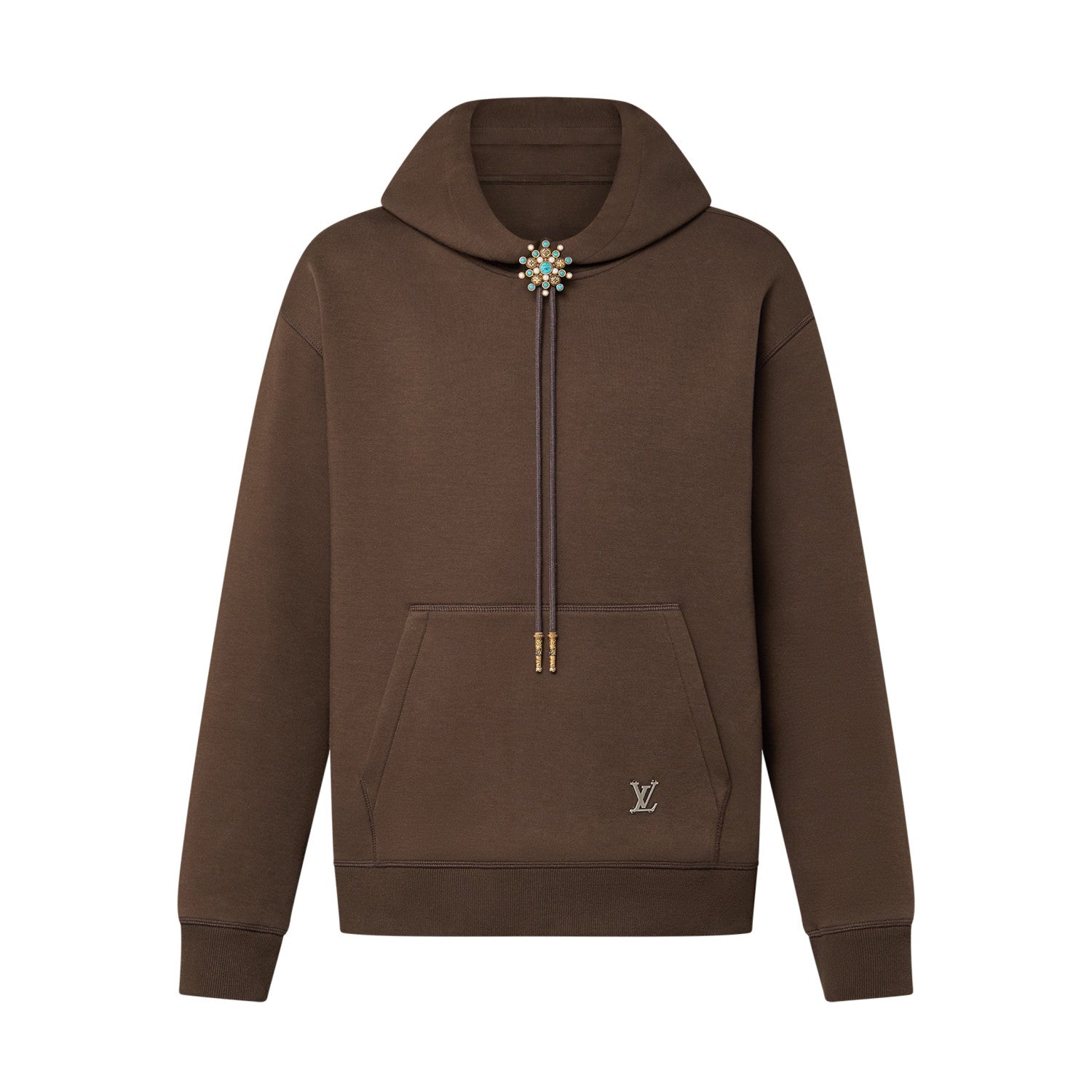 Louis Vuitton Men's Spring & Autumn Solid Color Logo Print Drawstring Hooded Sweatshirt #75431
