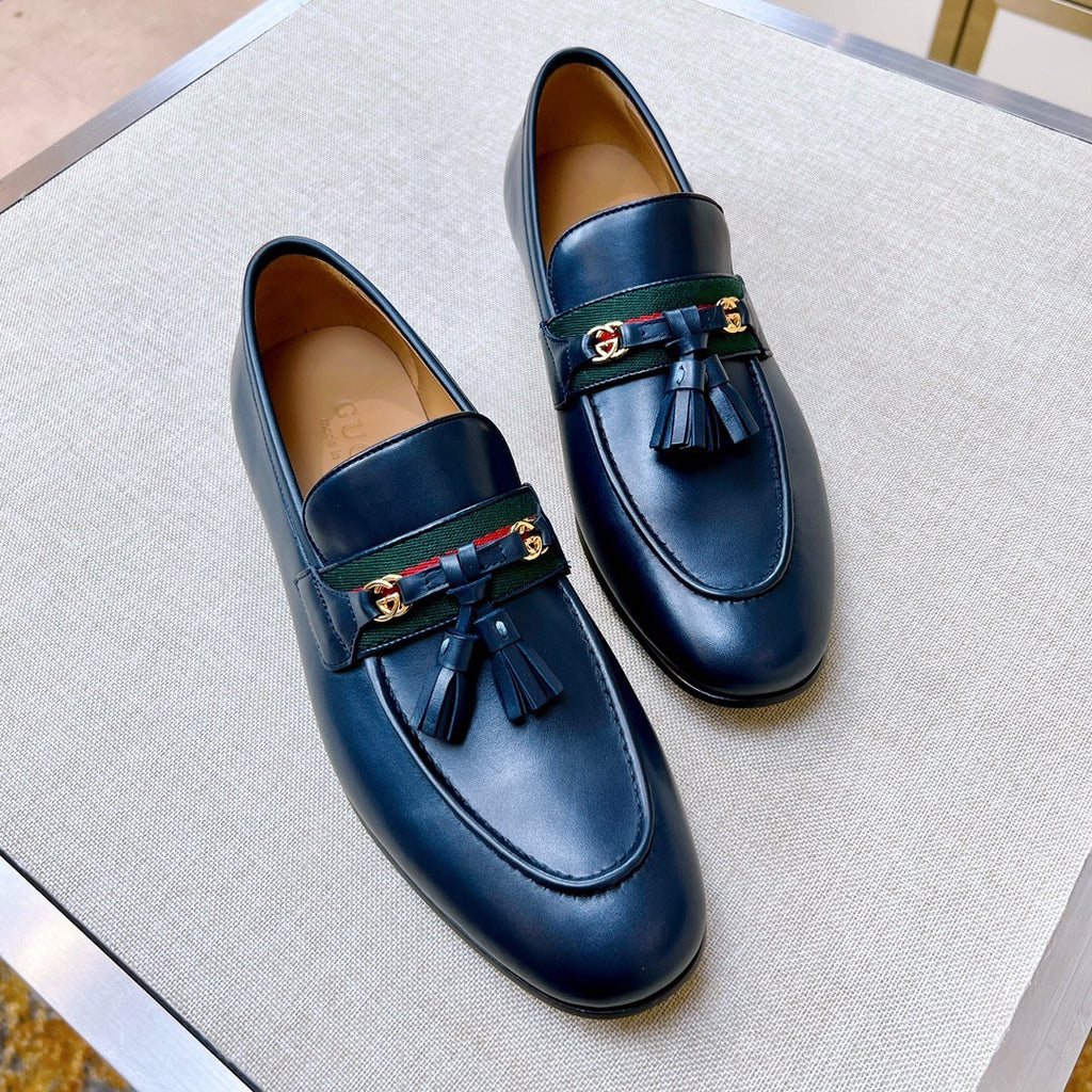 Gucci Men's & Women's Spring/Fall Fashion Casual Round Toe Slip On Leather GG Pattern Leisure Business Shoes #78666
