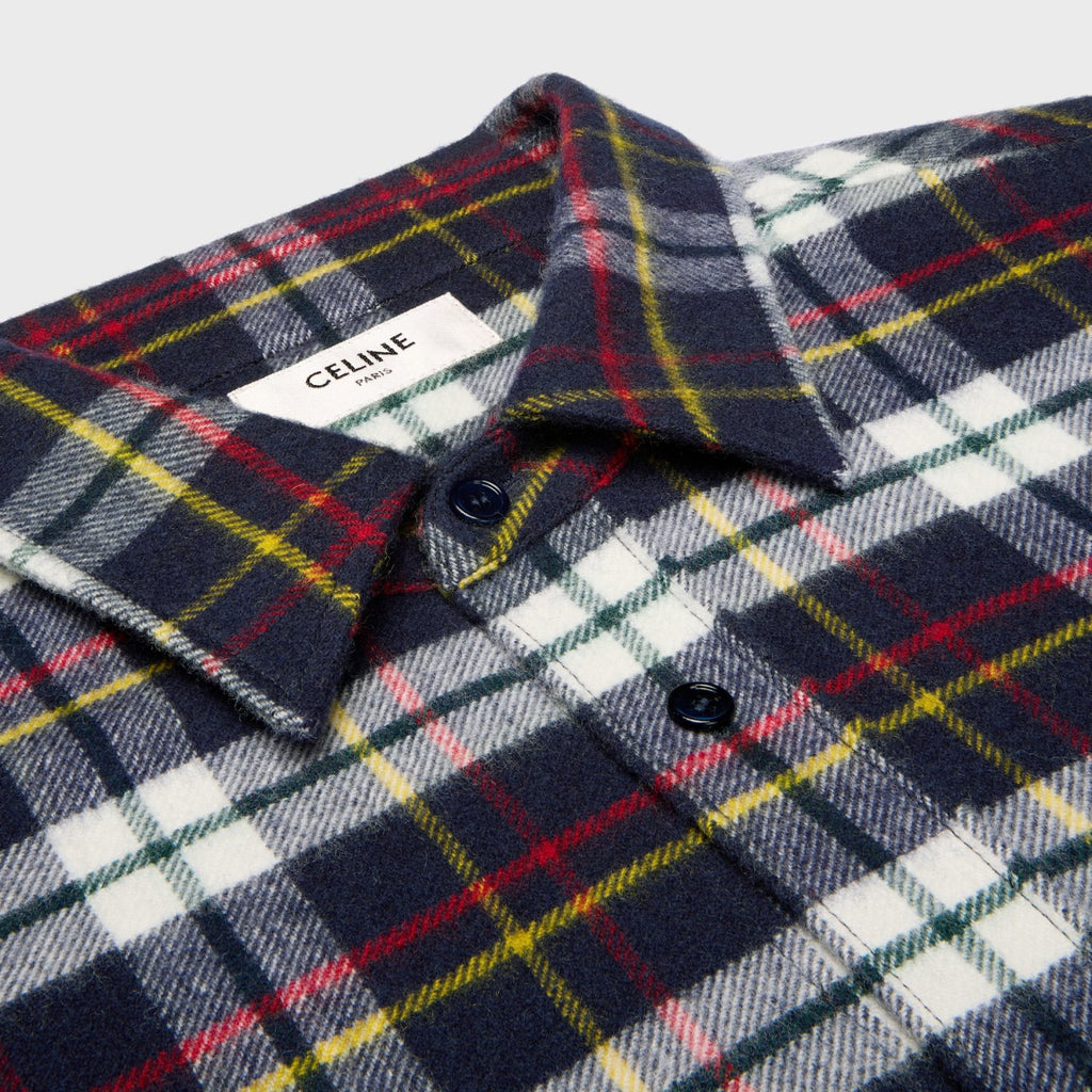 Celine Relaxed Shirt in Brushed Checked Wool #335061