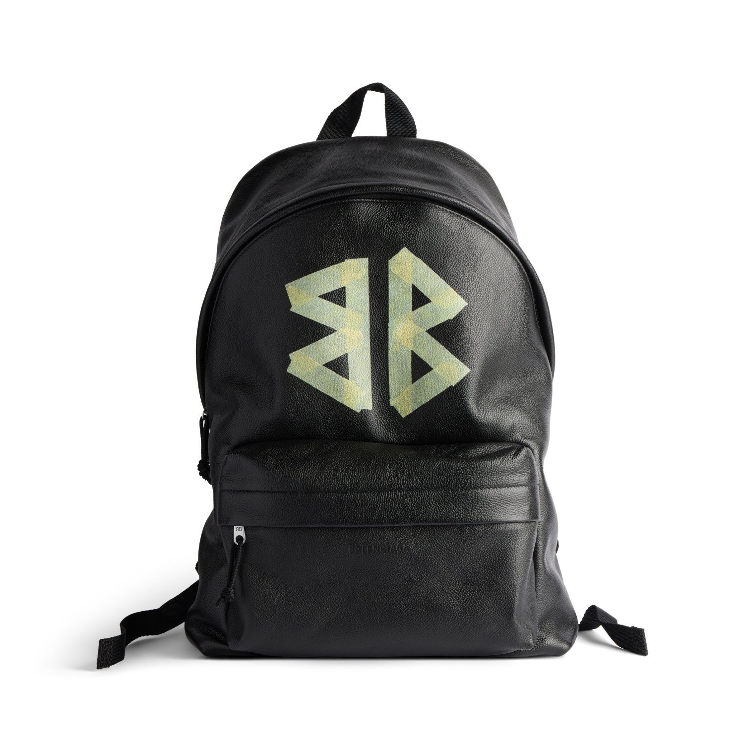 Balenciaga Explorer Men's Letter Print Black Grained Cowhide Leather Backpack Bag Bags #77713