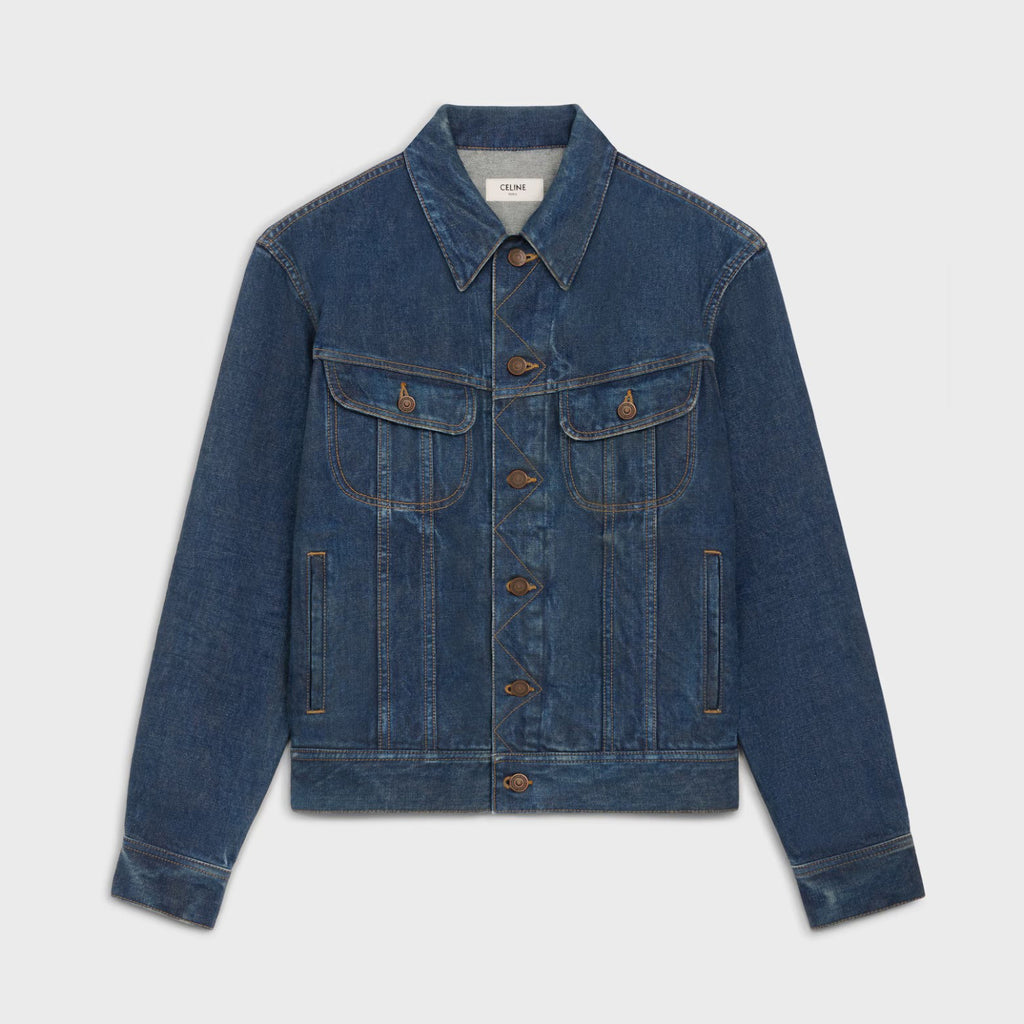 Celine Men's And Women's Spring And Autumn Solid Color Letter Print Single Breasted Long Sleeved Denim Jacket #77737