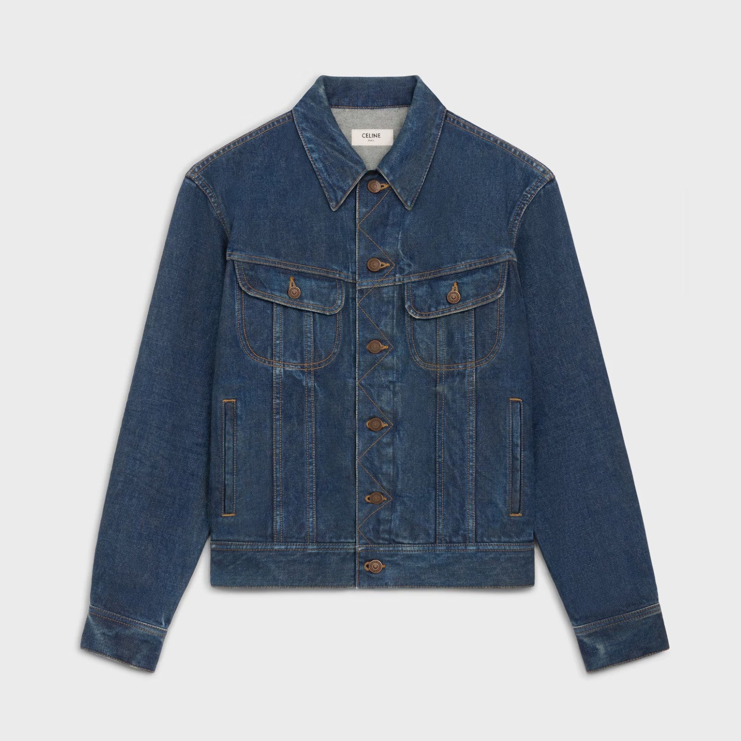 Celine Men's And Women's Spring And Autumn Solid Color Letter Print Single Breasted Long Sleeved Denim Jacket #77737