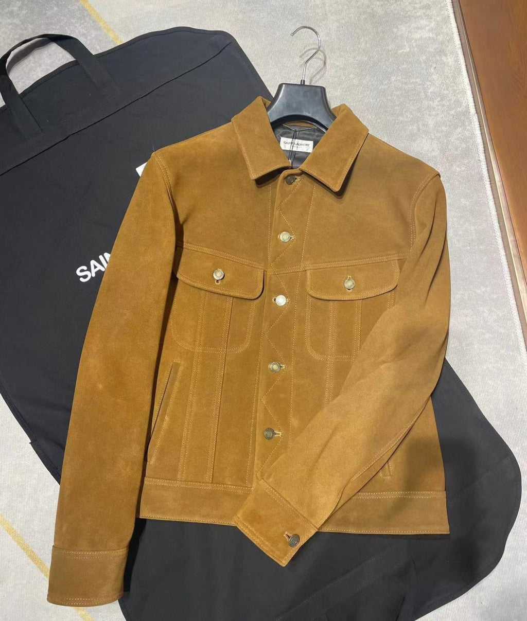 SAINT LAURENT  Suede Lapel Button Jacket Coat #95154