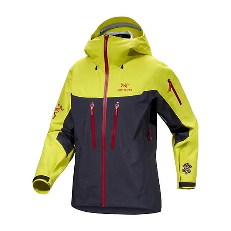 Arcteryx Men's Spring and Autumn ALPHA SV GORE-TEX Year of the Dragon Series Patchwork Outdoor Hooded Waterproof Windproof Jacket #98372