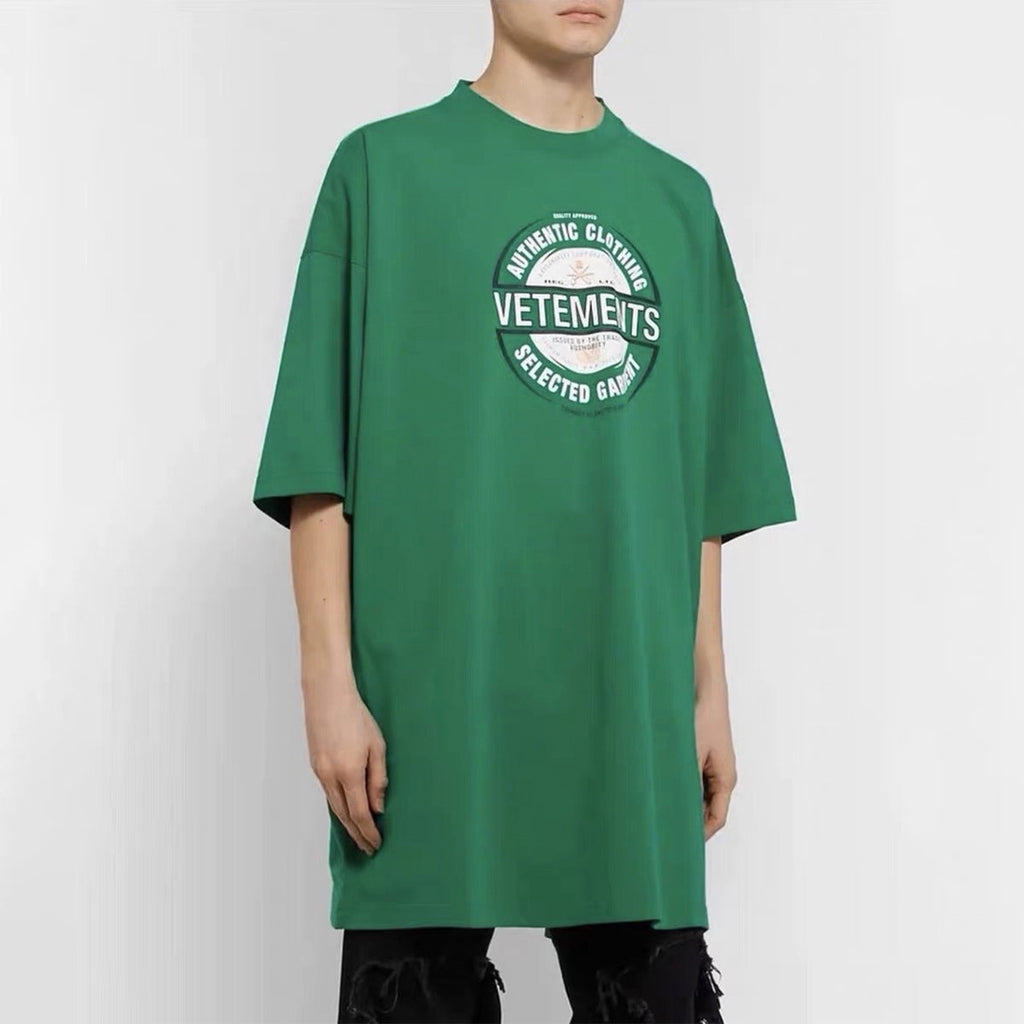 Vetements Men's Summer Logo Pattern Printing Casual Green Loose Round Neck Short Sleeve T-Shirt #71599