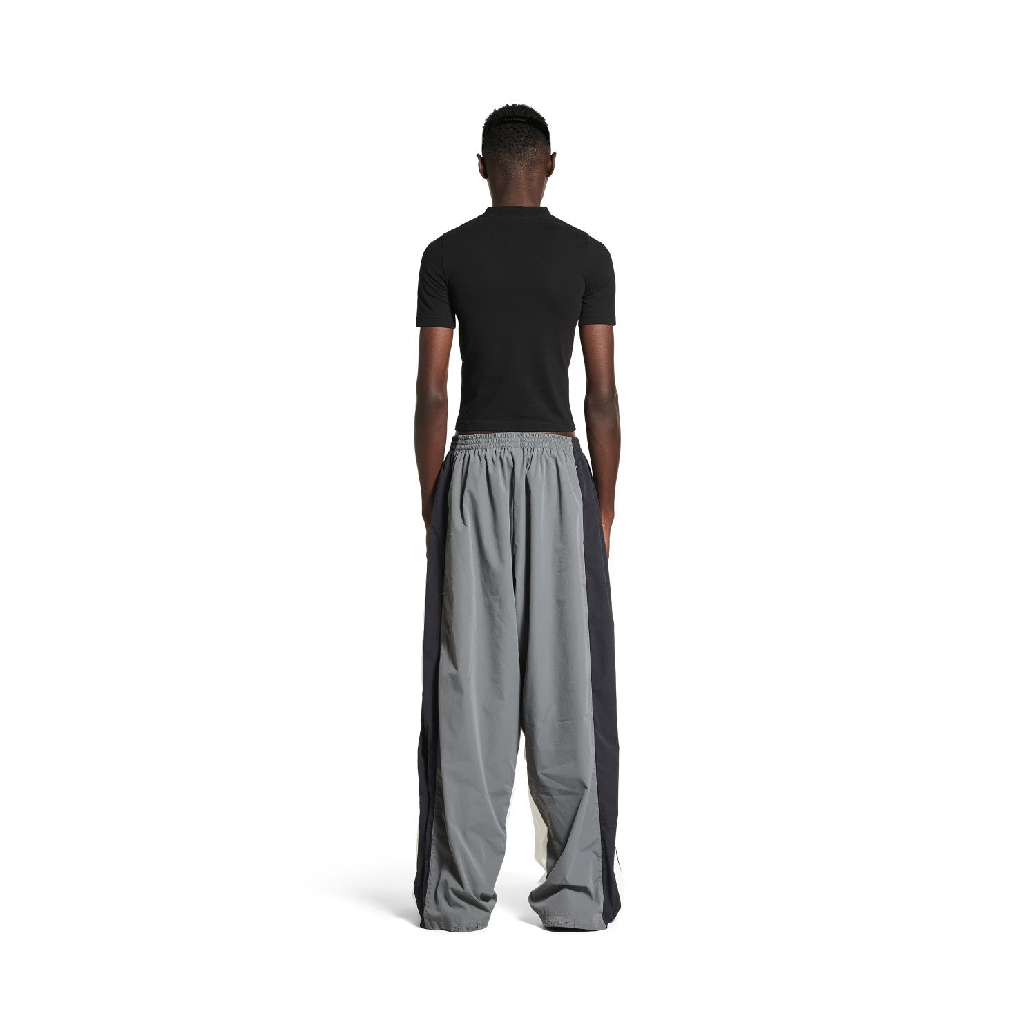 Balenciaga Men's Faded Black 50/50 Tracksuit Jacket Spring/Fall Zipper Long-Sleeve Outerwear Casual Patchwork Stretch Relaxed-Fit Sweatpants #81565