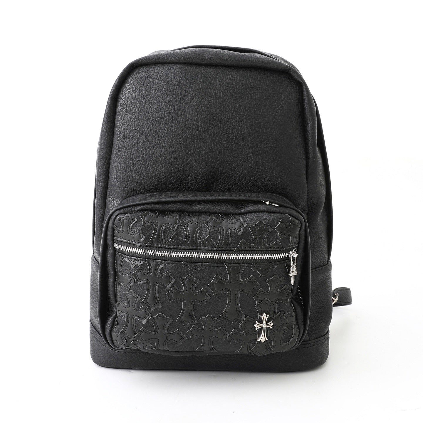Chrome Hearts Solid Color Leather Zipper Leather Backpack Backpack #336982