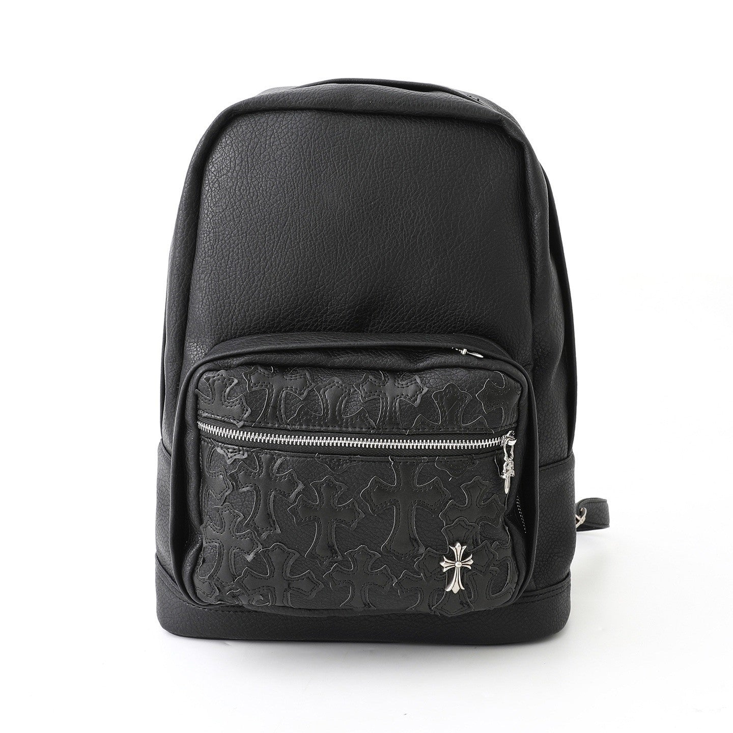 Chrome Hearts Solid Color Leather Zipper Leather Backpack Backpack #336982