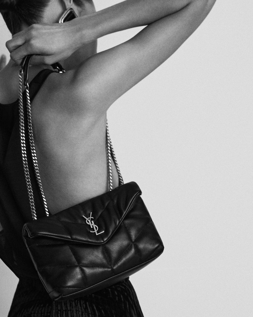 SAINT LAURENT  PUFFER TOY Handbag Black Silver Buckle Plaid Bag Stylish Elegant Sophisticated Flap Bags 7593371EL001000 #184316