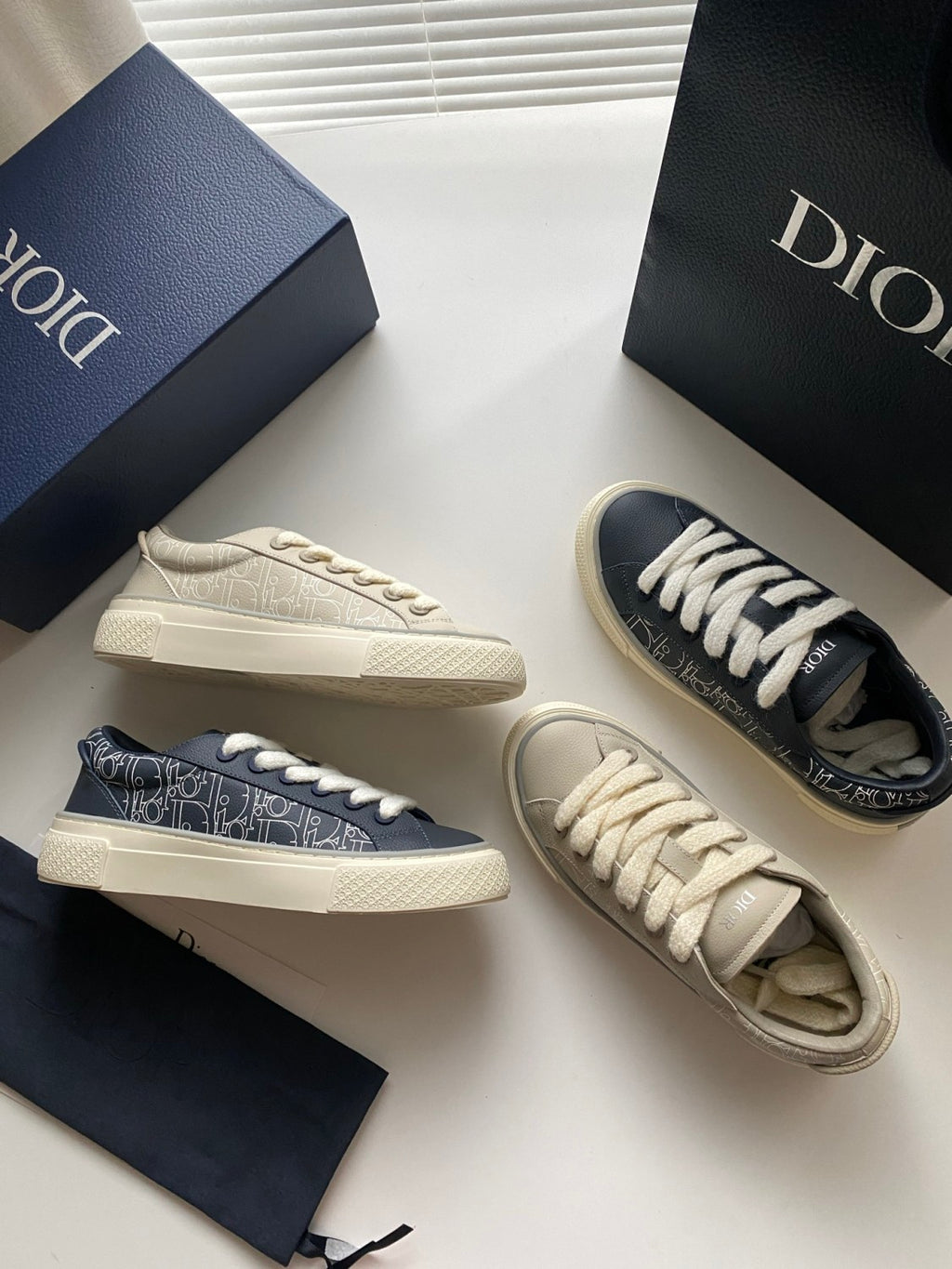 Dior B33 Spin Men's Low Top Lace Up Leather Casual Printed Thick Bottom Height Increasing Sneakers Shoes #77186