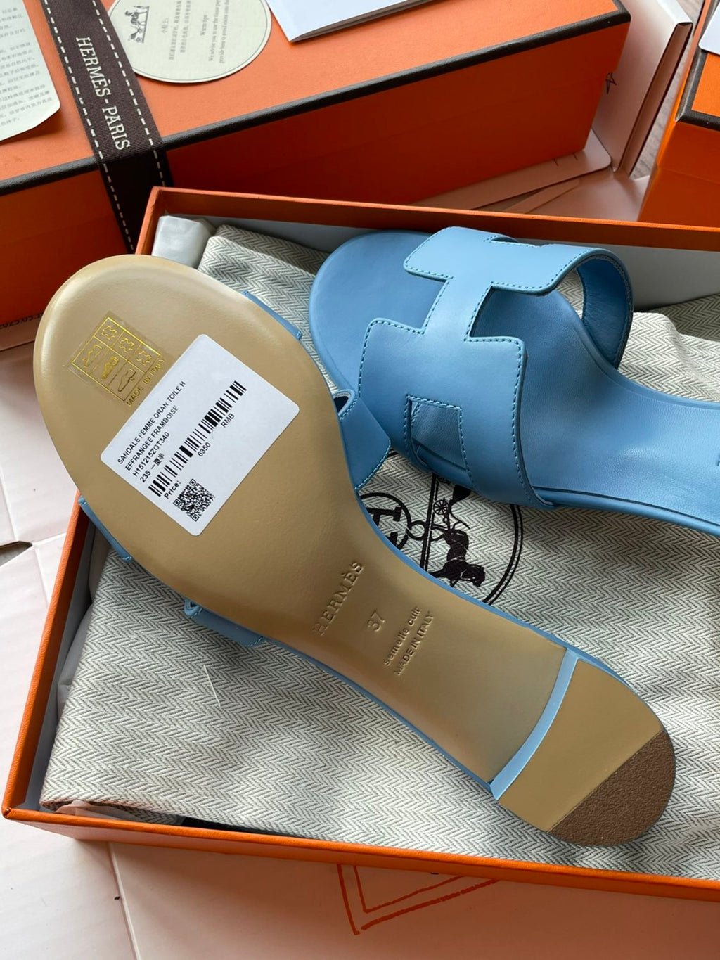 Hermes Oran Sandal Women's Summer Fashion Casual Solid Color Leather Slip On Sandals  Mid Heel And Flat Shoes #78338